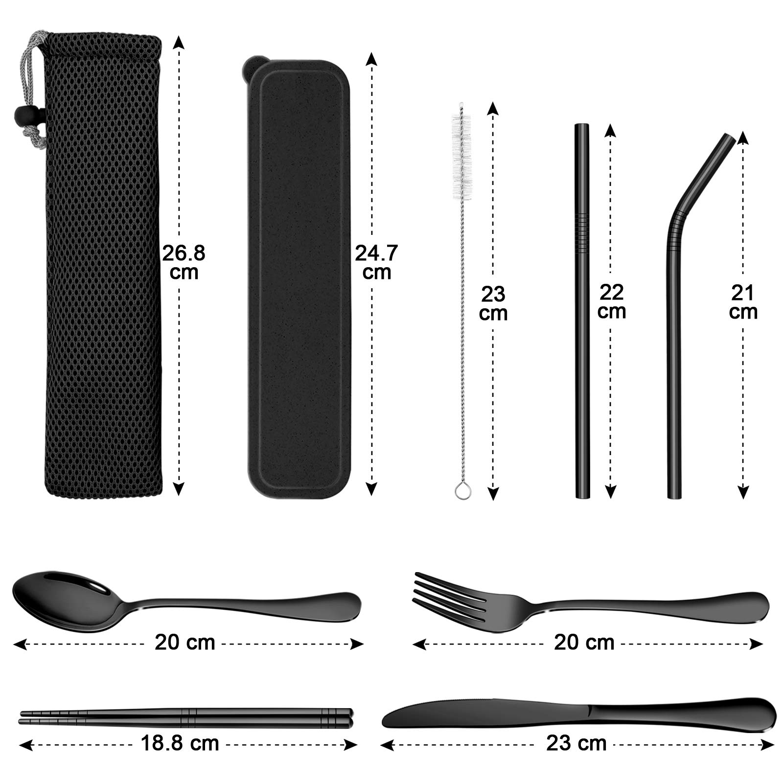 homikit-flatware-campingbesteck-edelstahl-9-teilig-schwarz image 2