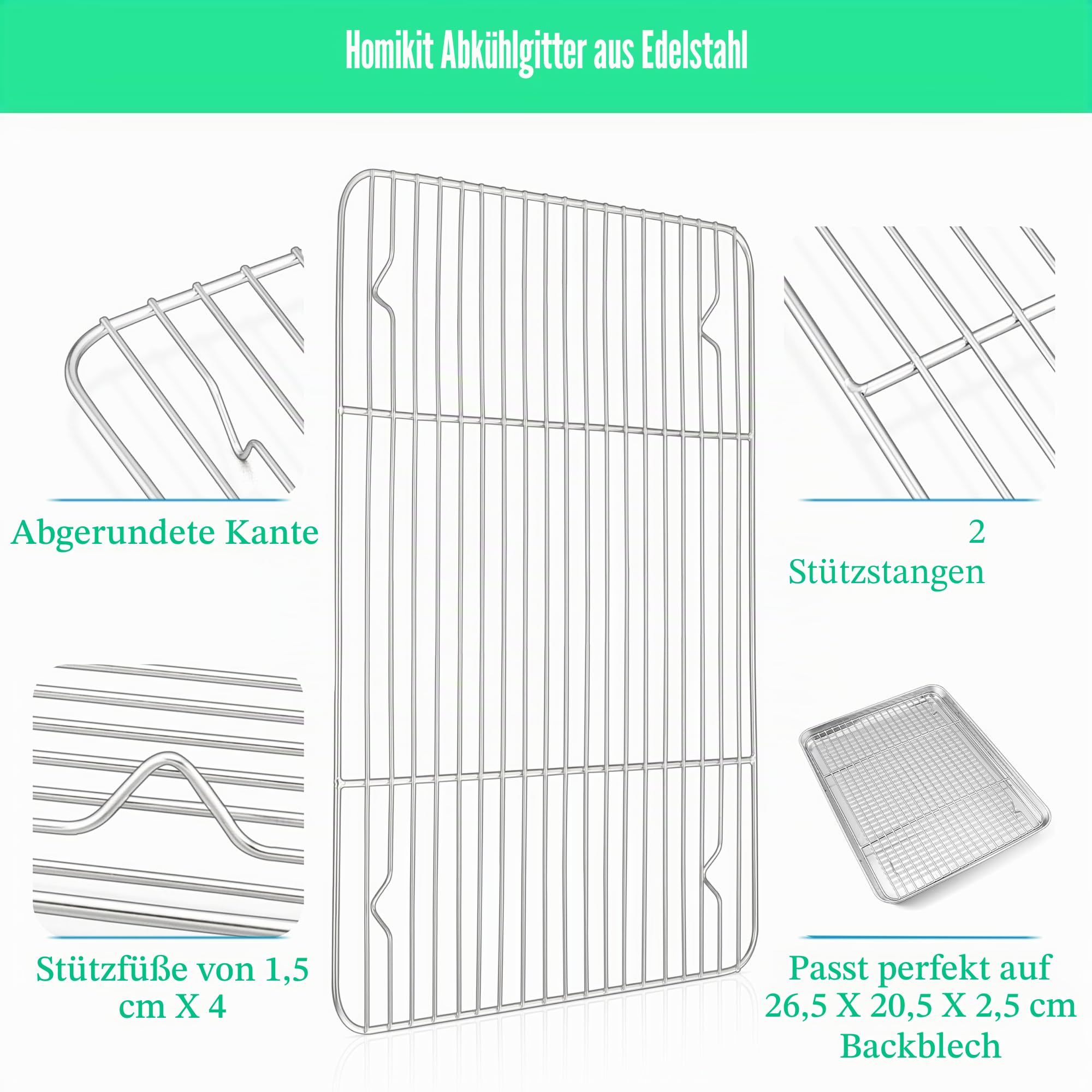 homikit-bakeware-backblech-mit-gitter-26cm-edelstahl image 4