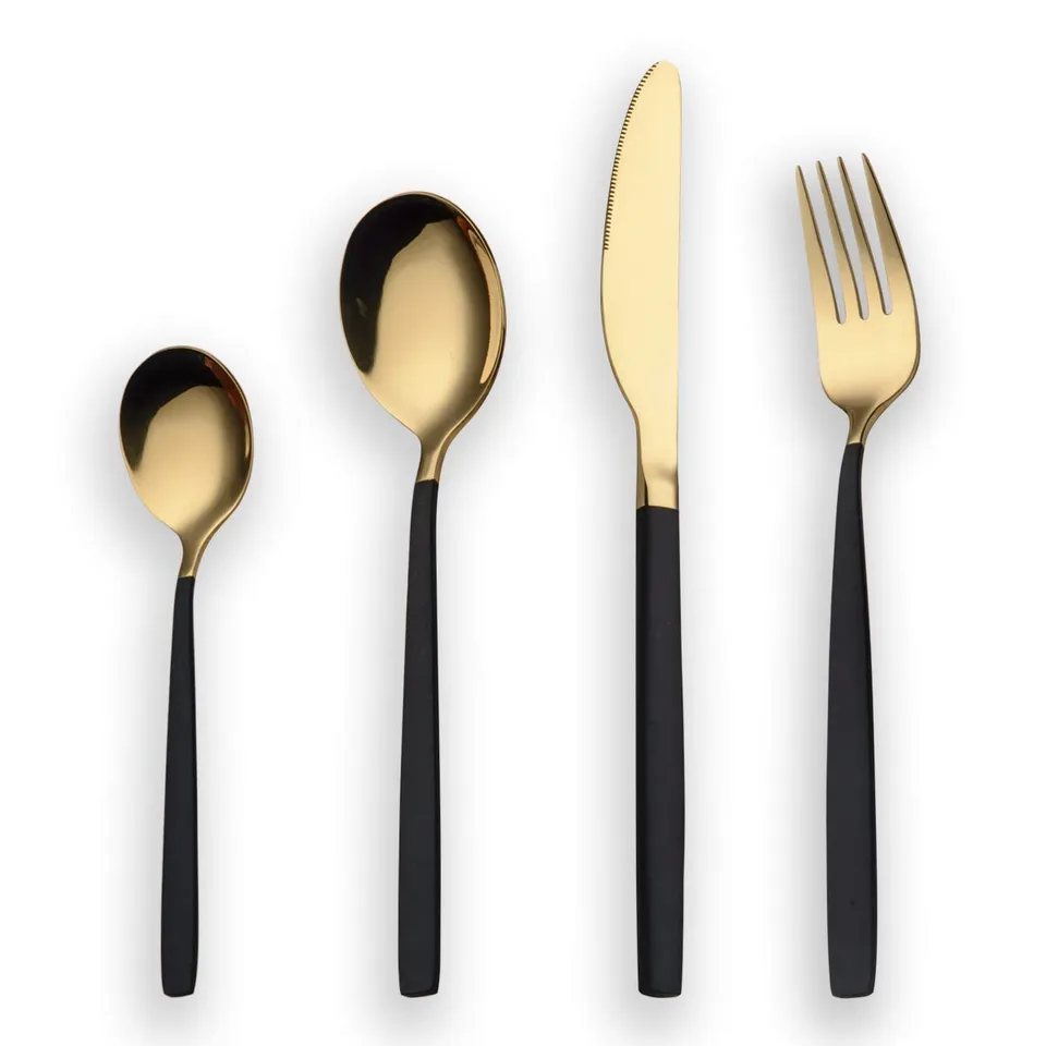 berglander-cutlery-set-besteck-24-tlg-schwarz-gold-f-r-6 image 1
