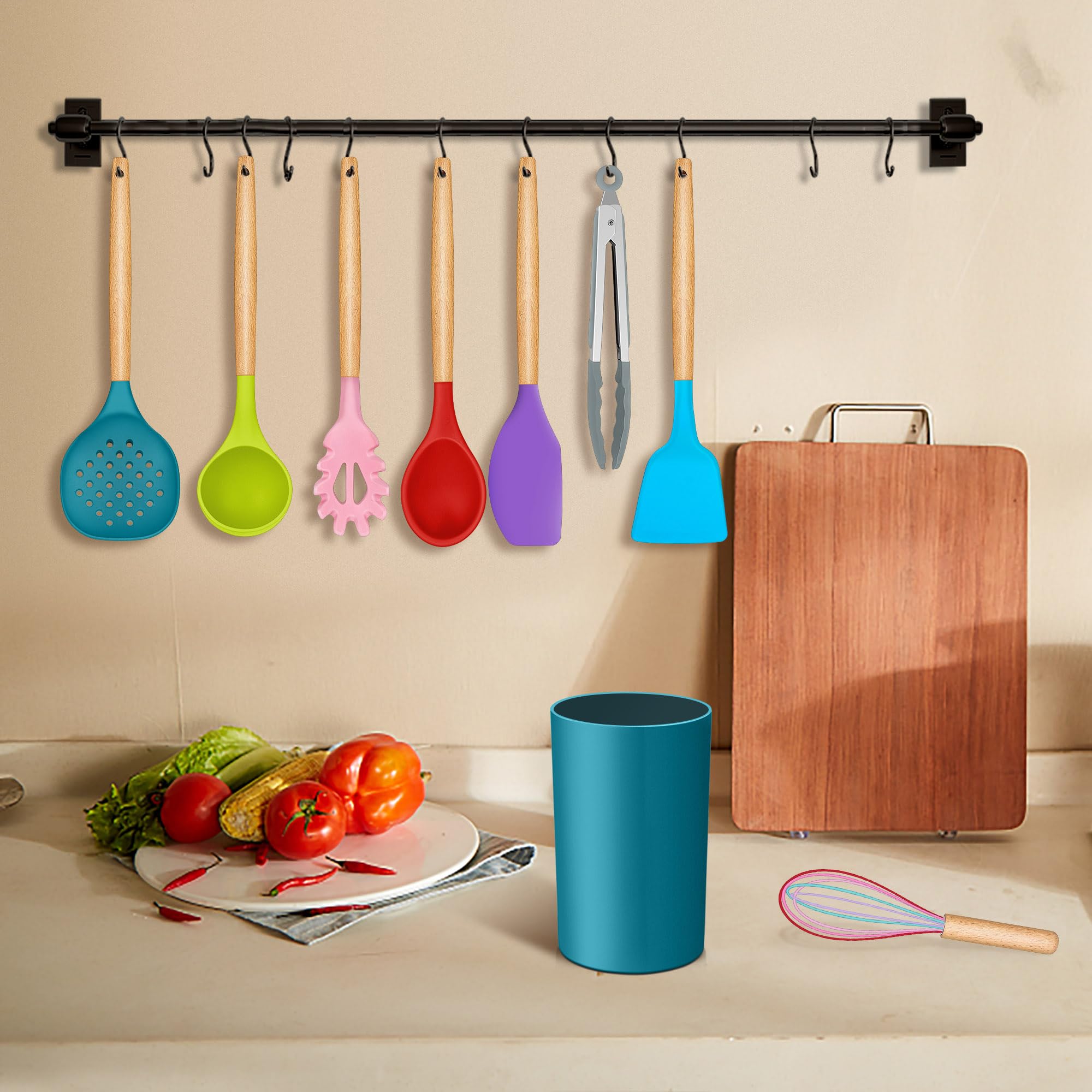 homikit-kitchen-gadgets-kochbesteck-set-9-teilig-bunt-holzgriff image 7