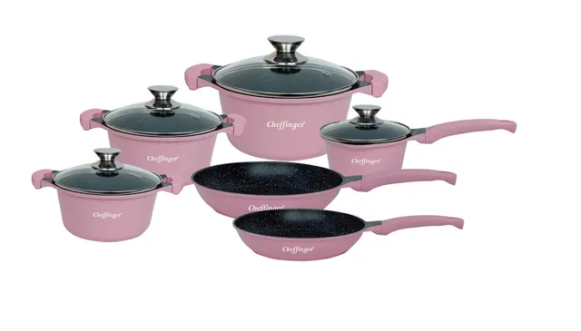 cheffinger-cookware-cf-da1010-kochtopf-pink-mit-deckel image 1