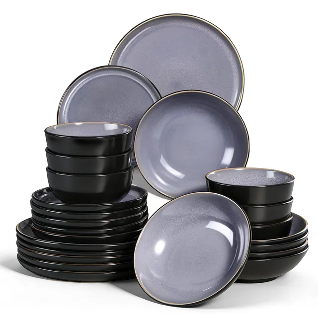 homikit-dinnerware-geschirrset-6-personen-schiefergrau-24-tlg-steinzeug image 1