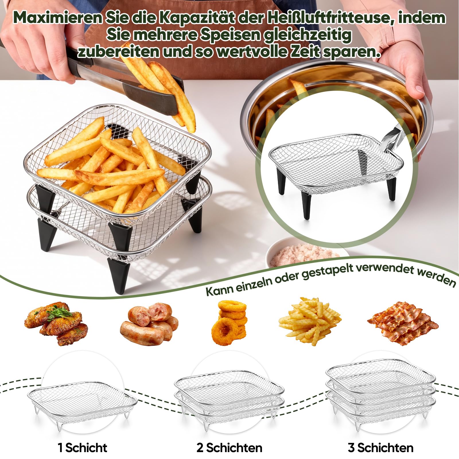 homikit-kitchen-gadgets-airfryer-zubeh-r-3-lagig-stapelbar-edelstahl image 5