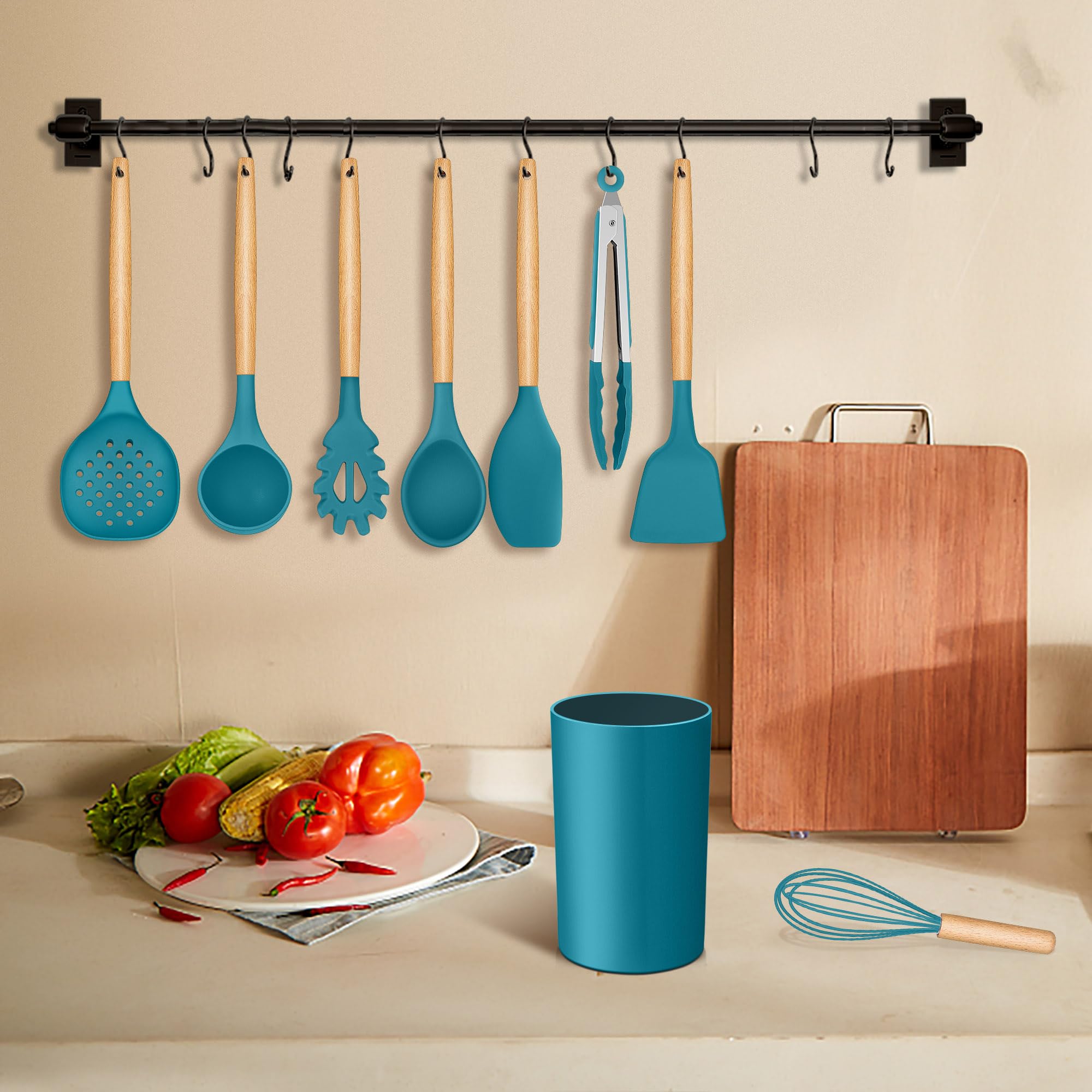 homikit-kitchen-gadgets-kochbesteck-set-9-teilig-blau-holzgriff image 7