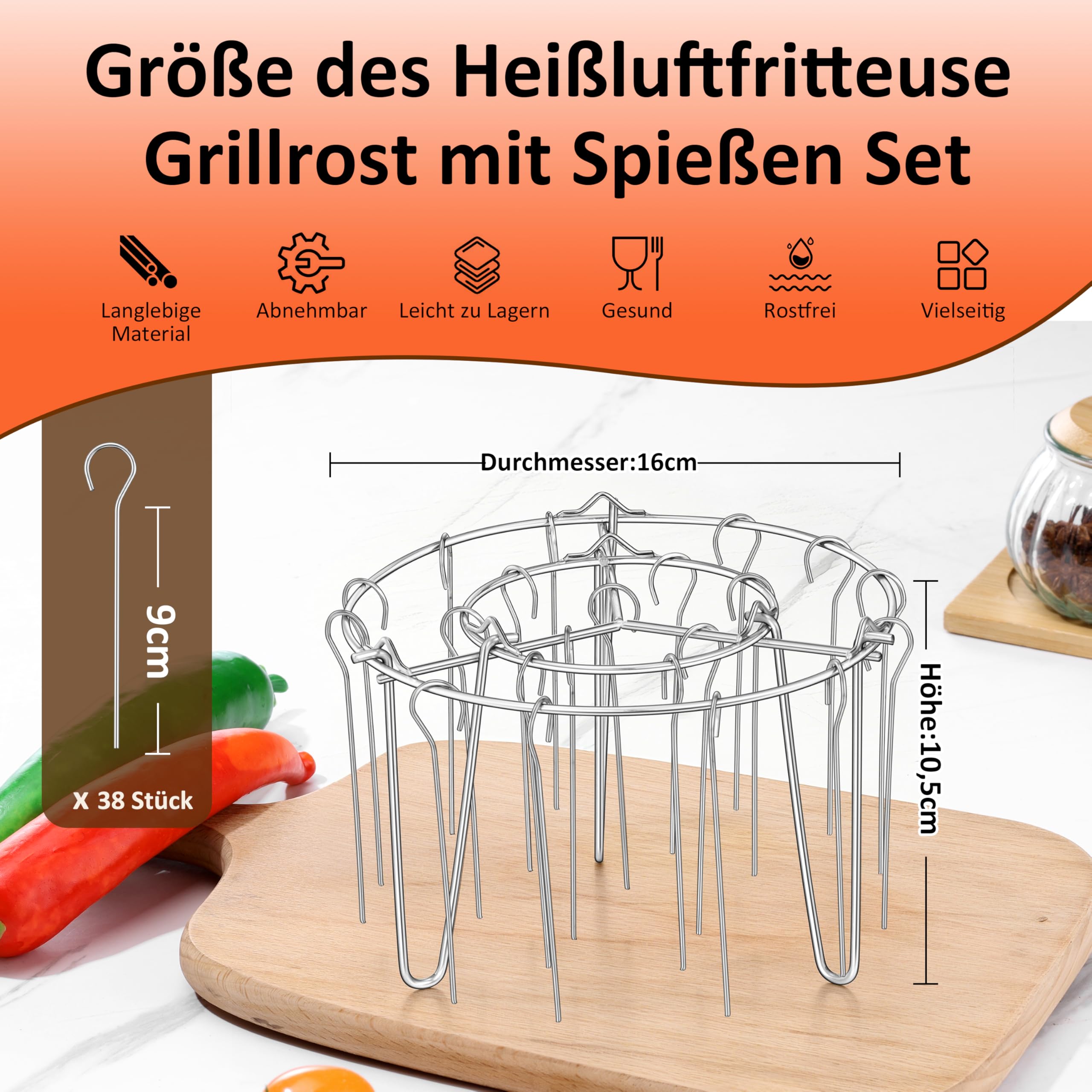 homikit-hei-luftfritteuse-zubeh-r-grillrost-16cm-36-spie-e image 2