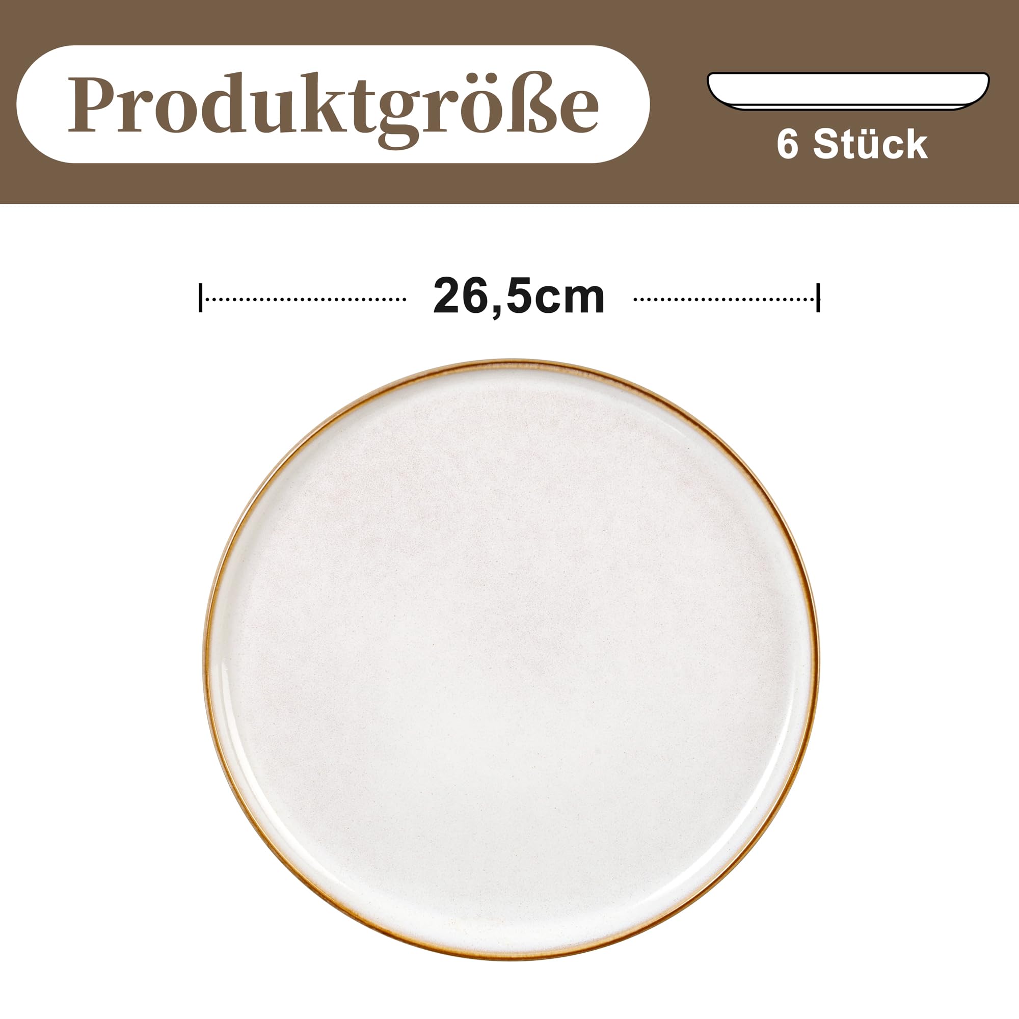 homikit-dinnerware-tellerset-26-5-cm-steinzeug-beige-6-teilig image 2