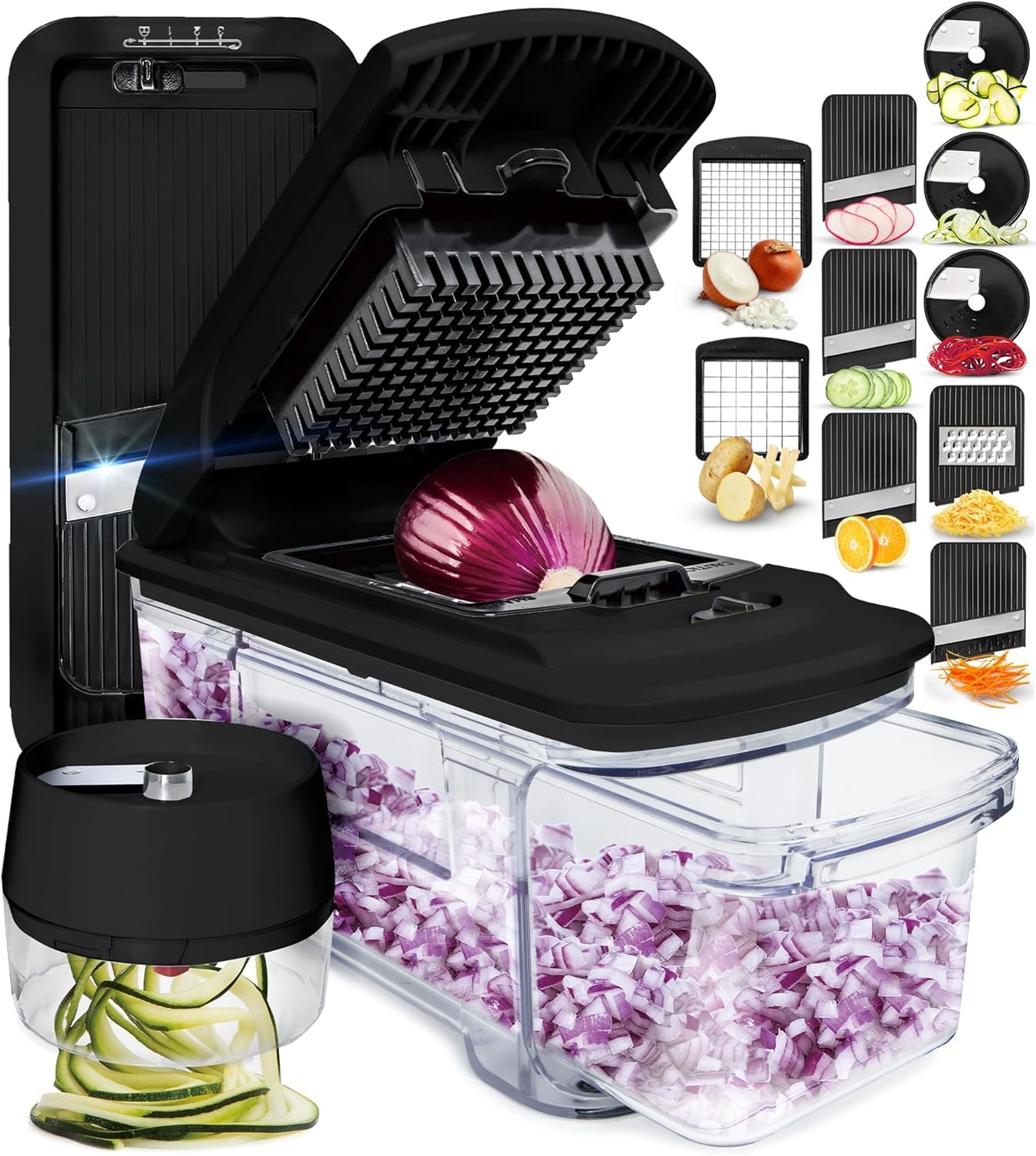 fullstar-pro-mandoline-gem-sehobel-alles-in-1-schwarz-edelstahl image 1