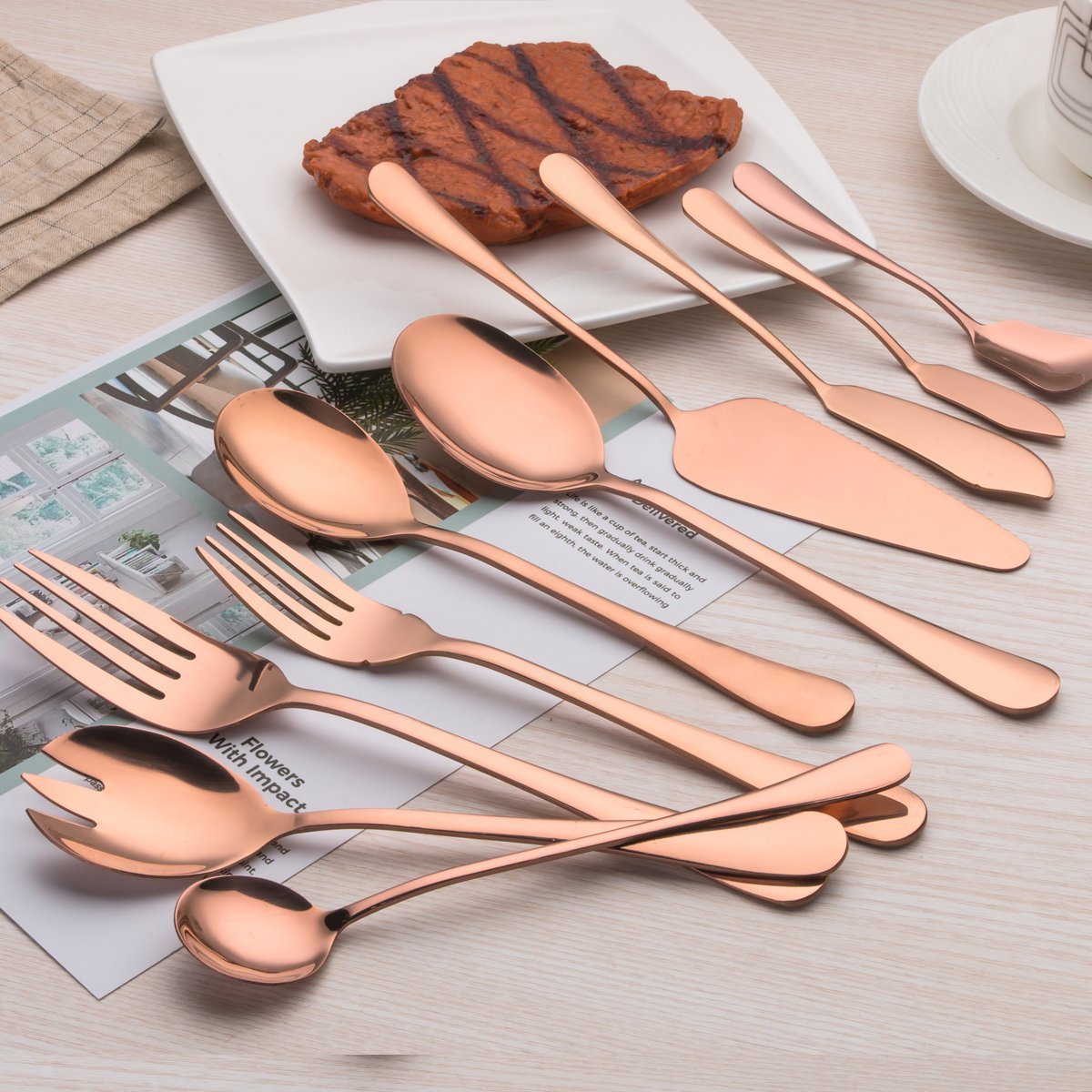 berglander-serving-set-ros-gold-10-tlg-servierbesteck-edelstahl image 3