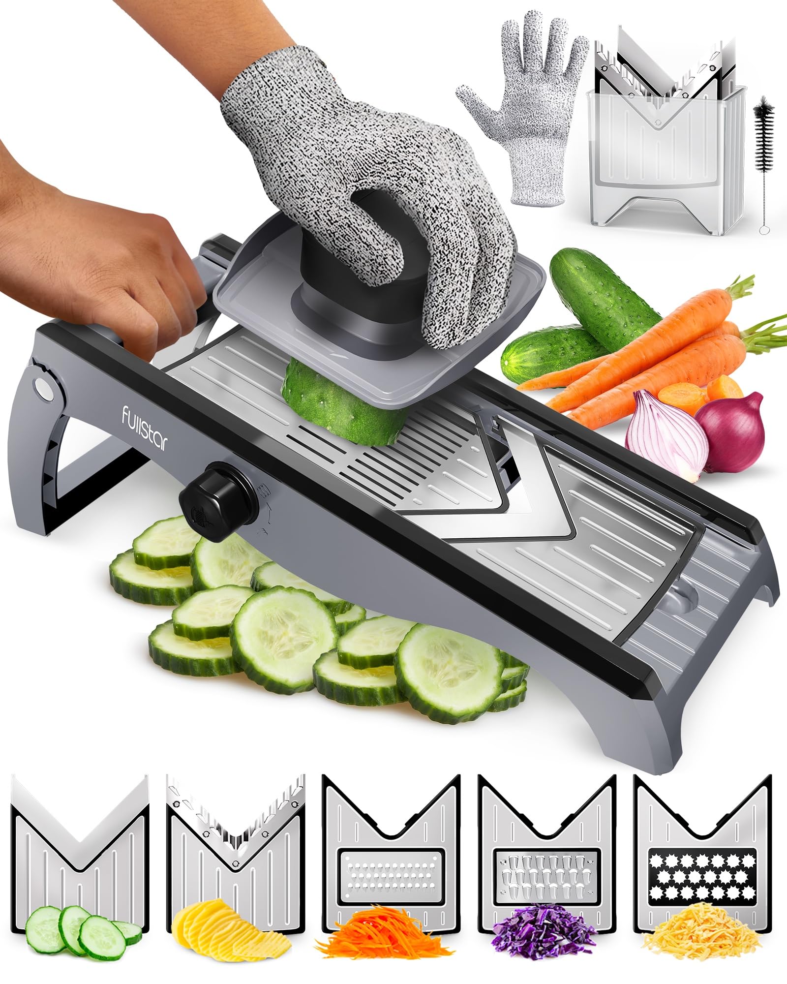 fullstar-pro-mandoline-gem-sehobel-7-in-1-edelstahl-verstellbar image 1