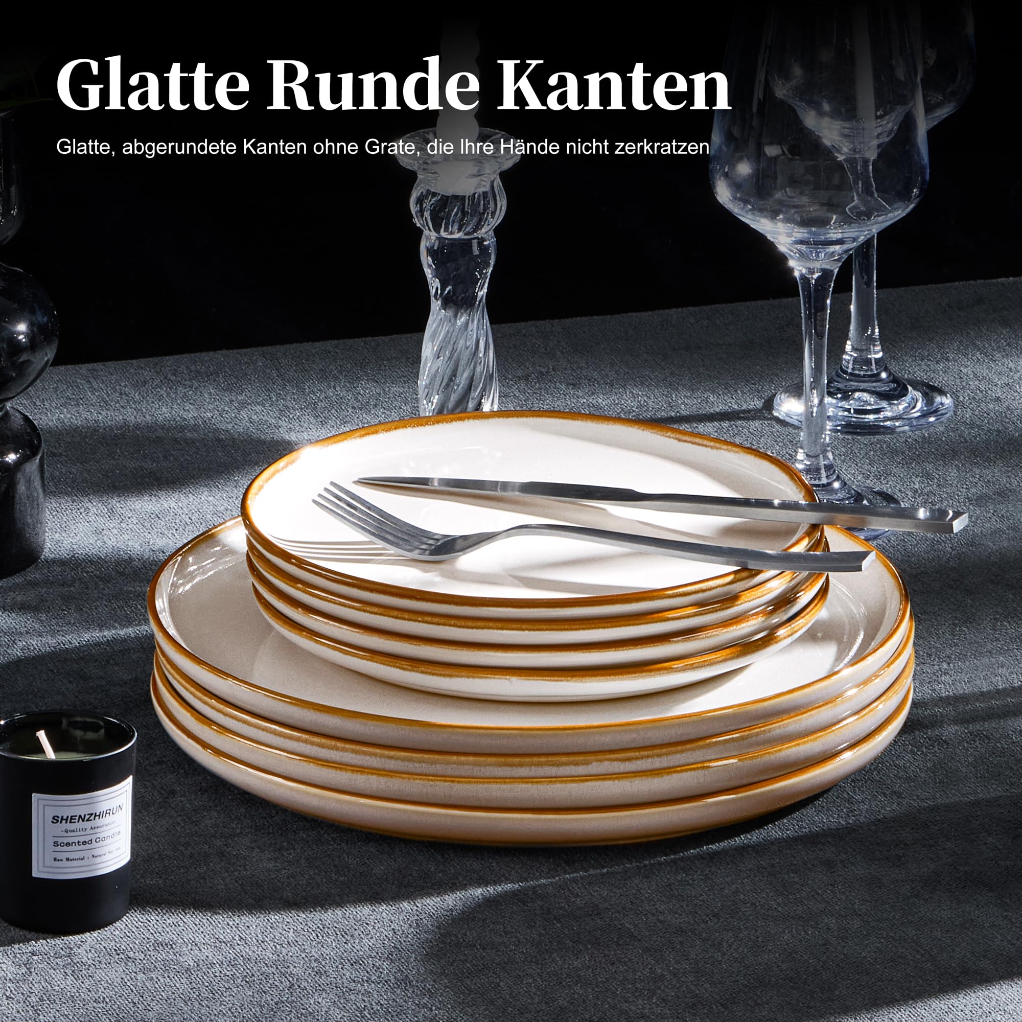homikit-dinnerware-tellerset-26-5-cm-steinzeug-beige-6-teilig image 5
