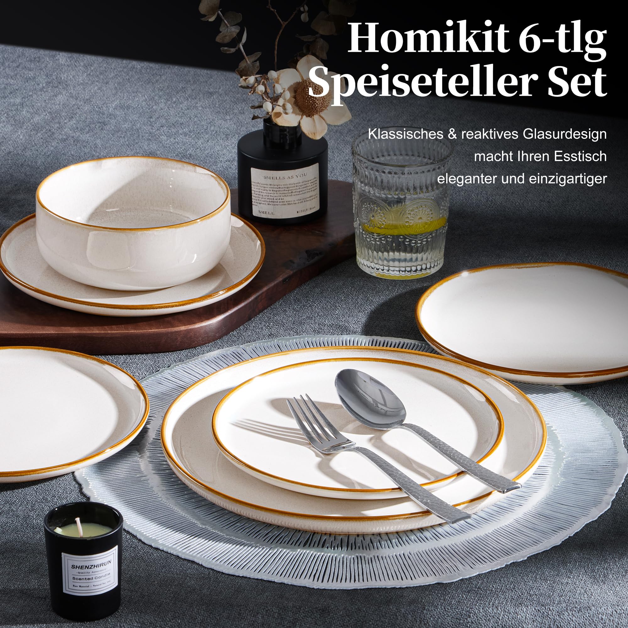 homikit-dinnerware-tellerset-26-5-cm-steinzeug-beige-6-teilig image 4