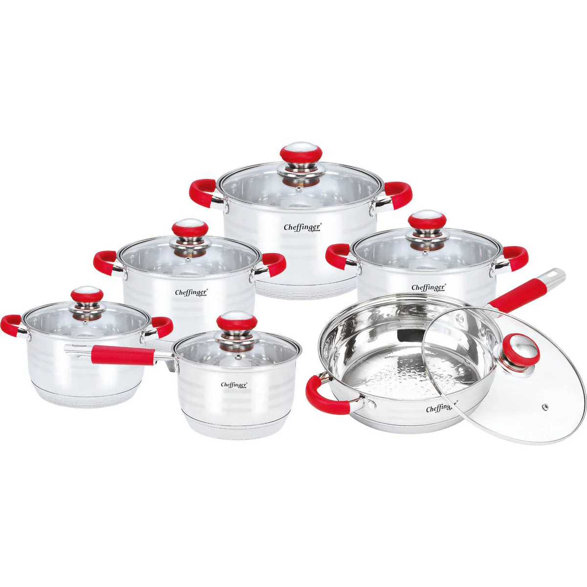 cheffinger-cookware-cf-ss1200-topfset-rot-edelstahl image 1