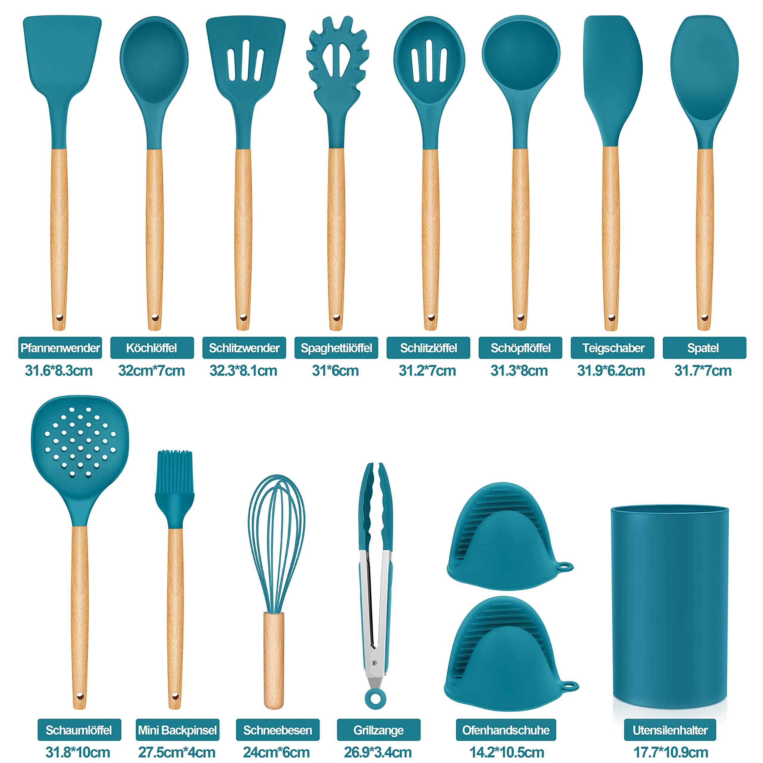 homikit-kitchen-gadgets-kochbesteck-set-15-teilig-blau-holzgriff image 2
