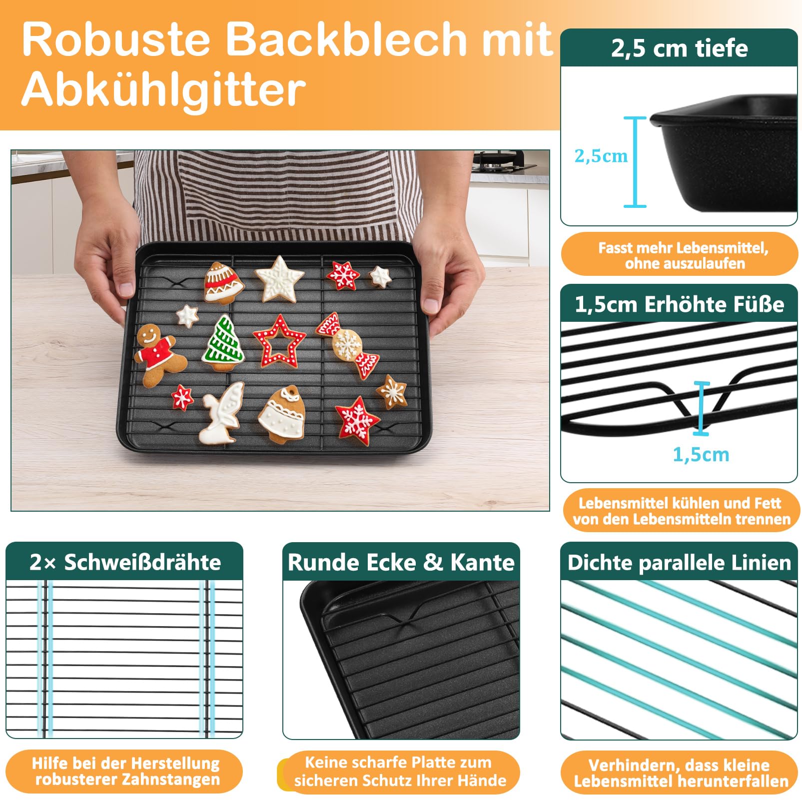 homikit-bakeware-backblech-mit-gitter-31-6cm-antihaft-2-tlg image 3