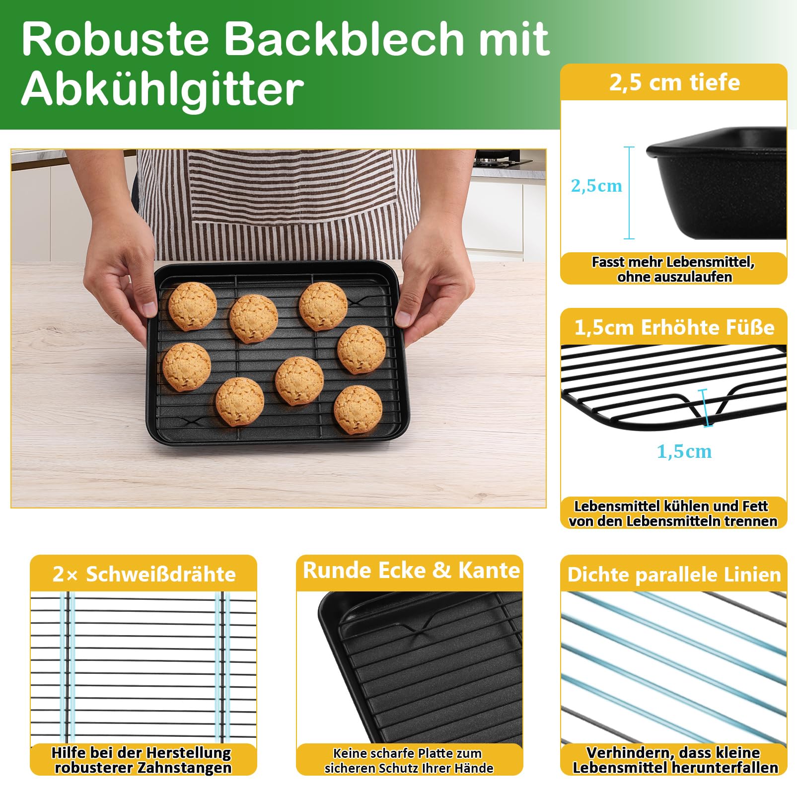 homikit-bakeware-backblech-mit-gitter-antihaft-26-5cm-set image 3