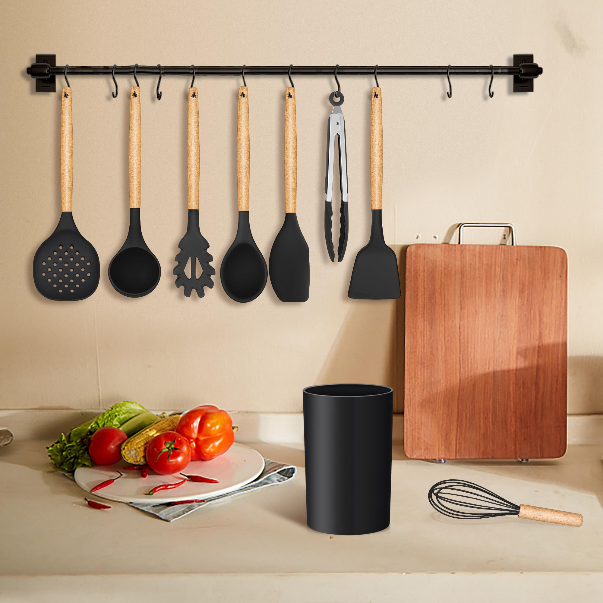 homikit-k-chenhelfer-set-silikon-9-teilig-schwarz-holzgriff image 7