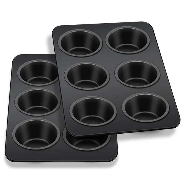 homikit-bakeware-muffinform-6er-edelstahl-schwarz-2er-pack image 1
