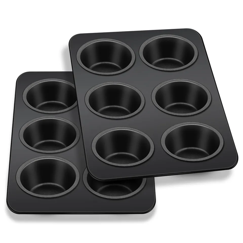 homikit-bakeware-muffinform-6er-edelstahl-schwarz-2er-pack image 1
