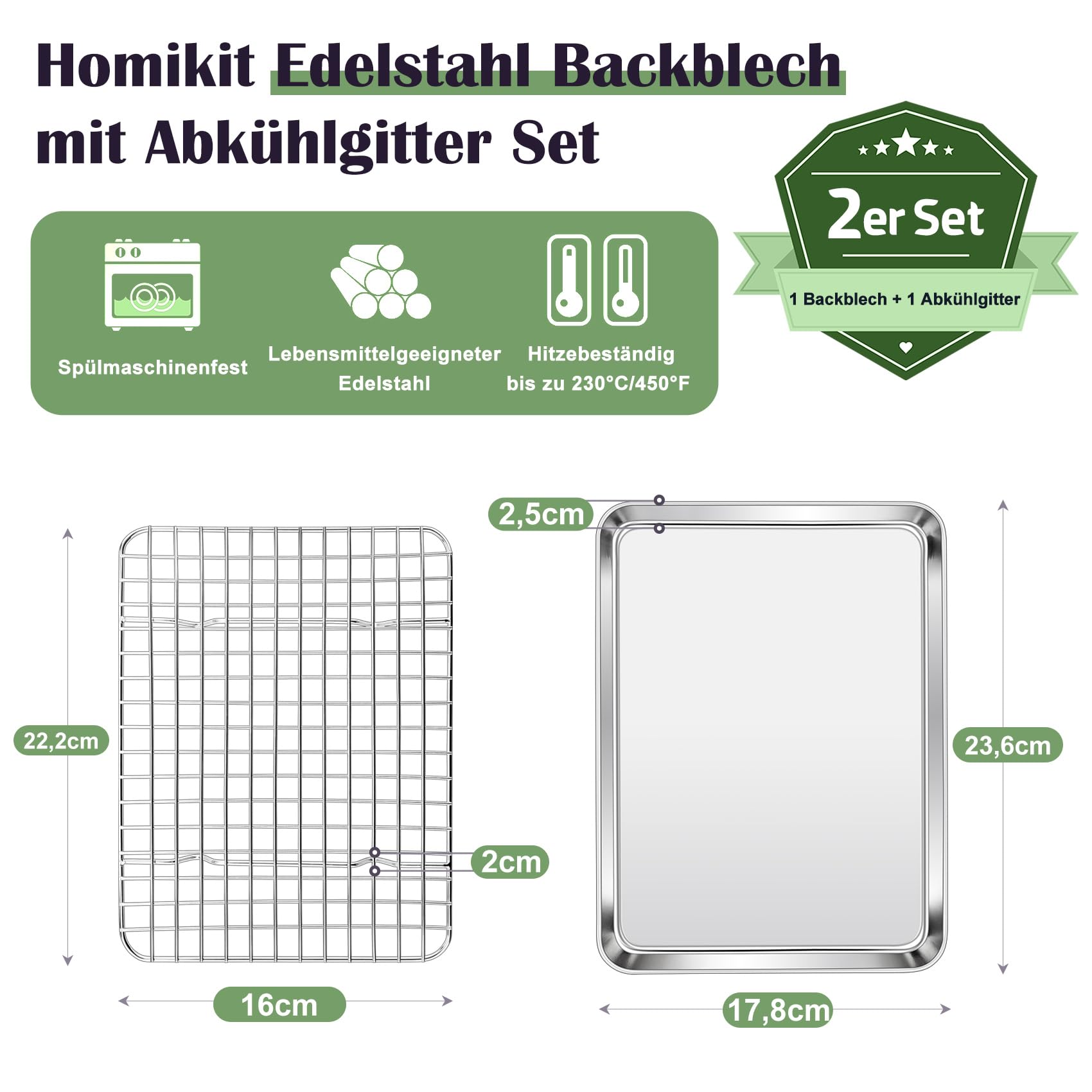 homikit-bakeware-backblech-mit-gitter-23-6cm-edelstahl image 2