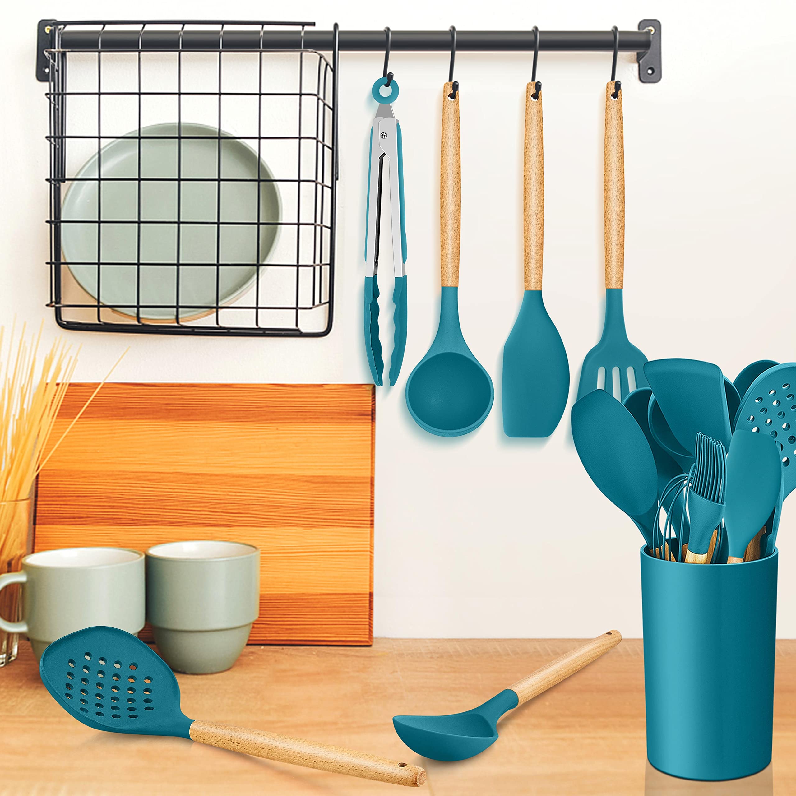 homikit-kitchen-gadgets-kochbesteck-set-15-teilig-blau-holzgriff image 7