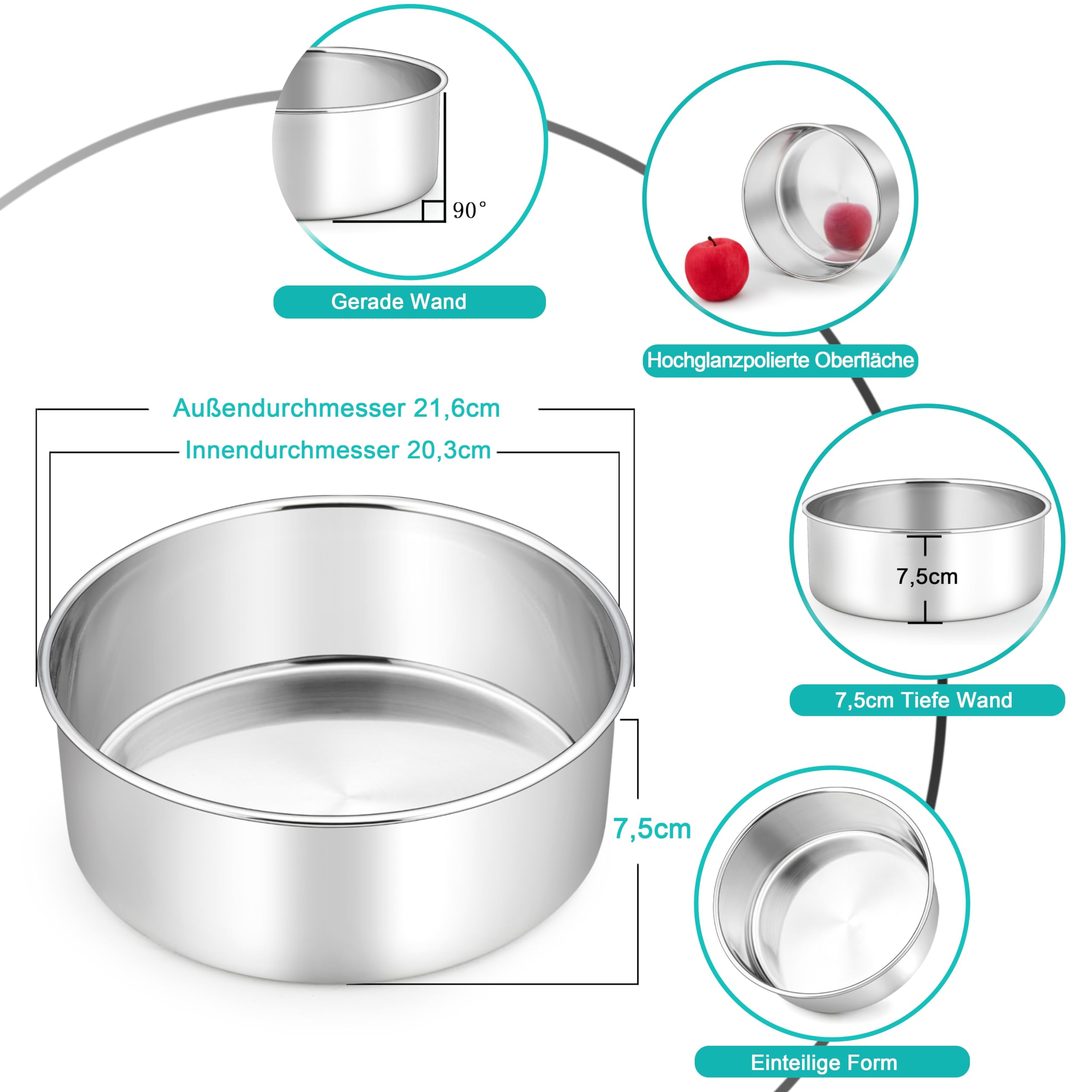 homikit-bakeware-kuchenform-20cm-4-teilig-edelstahl-rund image 2