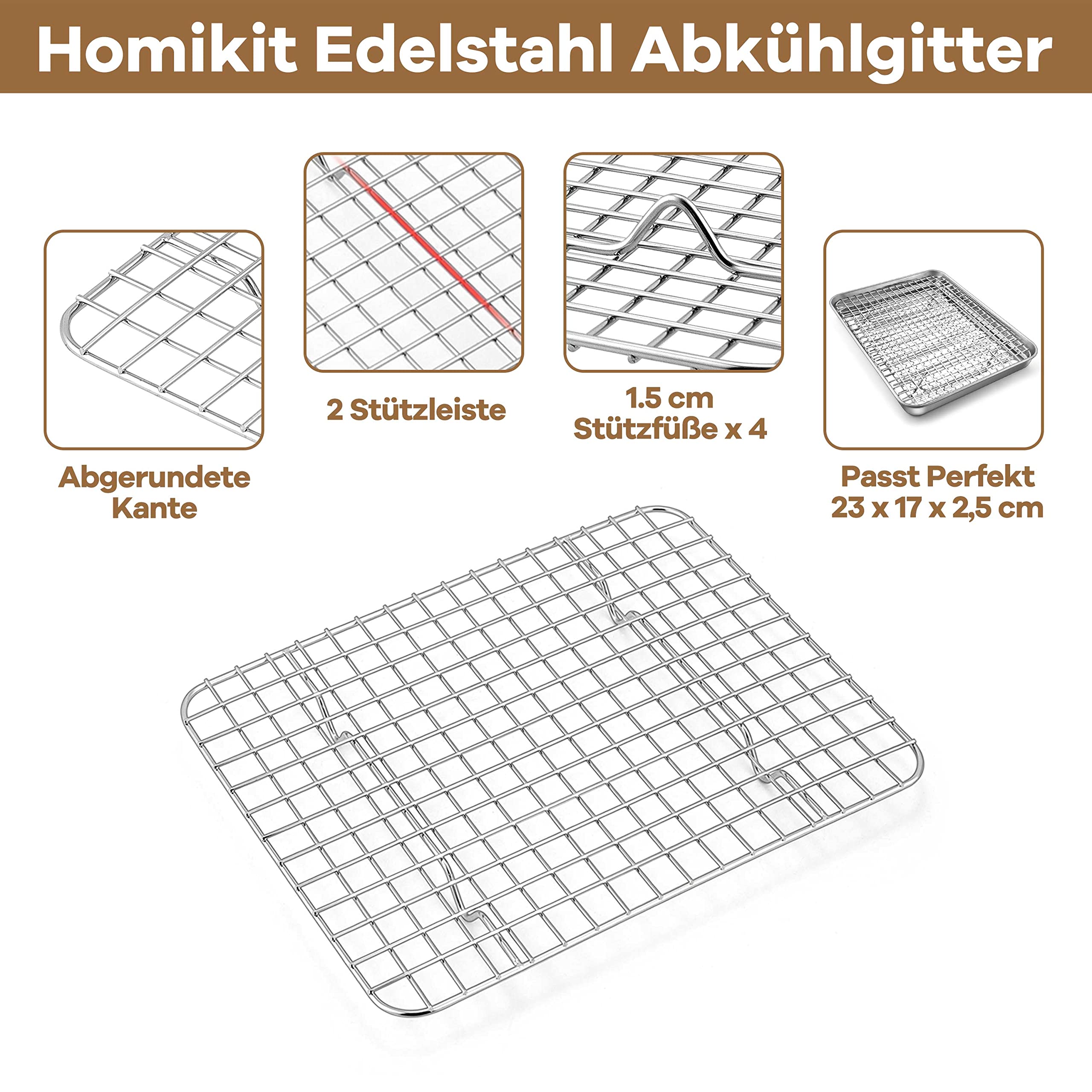 homikit-bakeware-backblech-mit-gitter-23-6cm-mini-ofenblech-edelstahl image 4