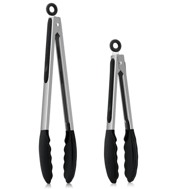homikit-k-chenzange-edelstahl-grillzange-2er-set-schwarz-silikon image 1