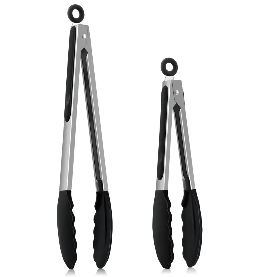 homikit-k-chenzange-edelstahl-grillzange-2er-set-schwarz-silikon image 1
