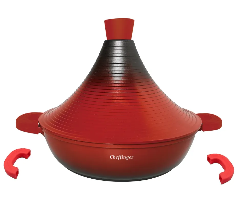 cheffinger-cookware-cf-taj28-tajine-topf-28-cm-rot-schwarz image 1