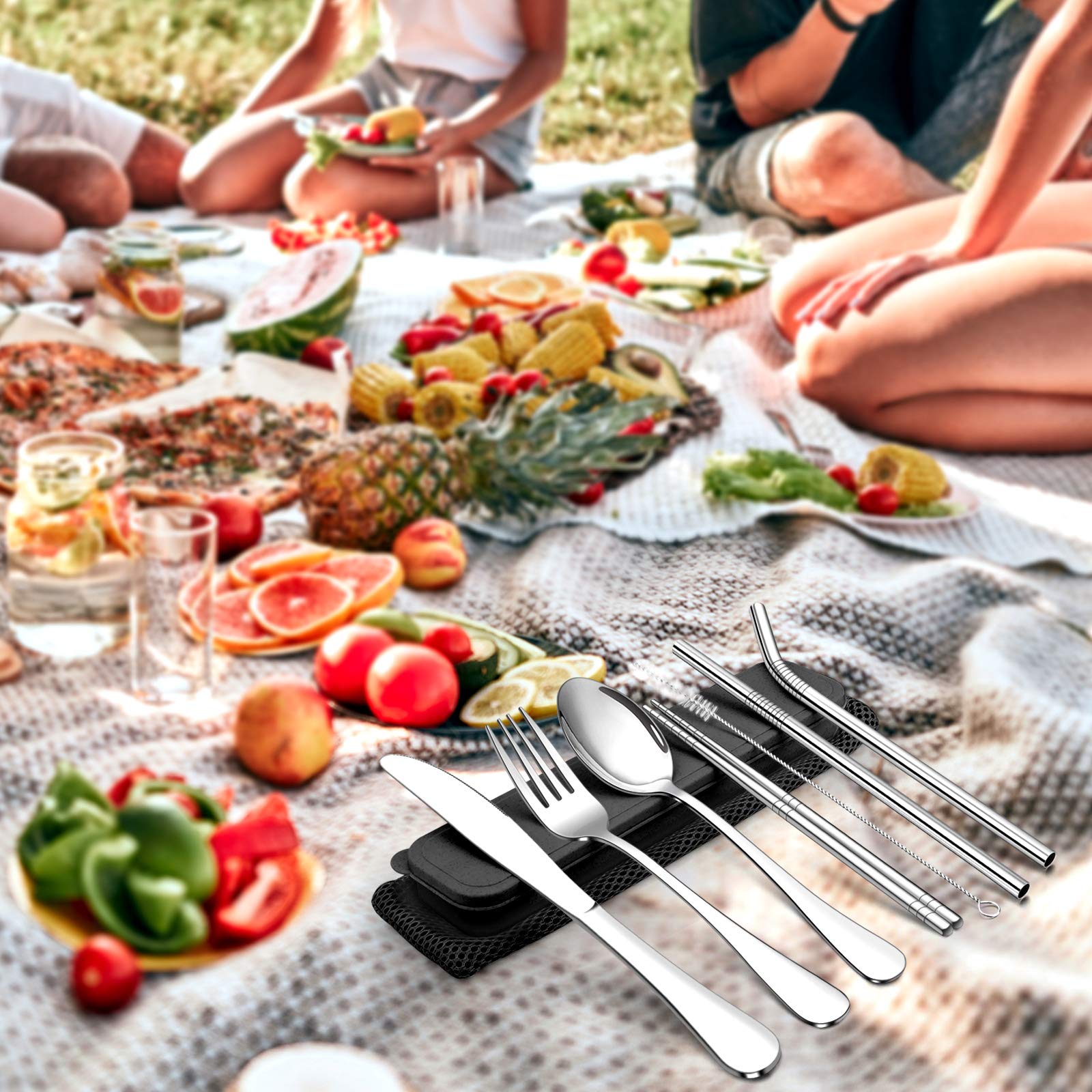 homikit-flatware-campingbesteck-edelstahl-9-teilig-silber image 6
