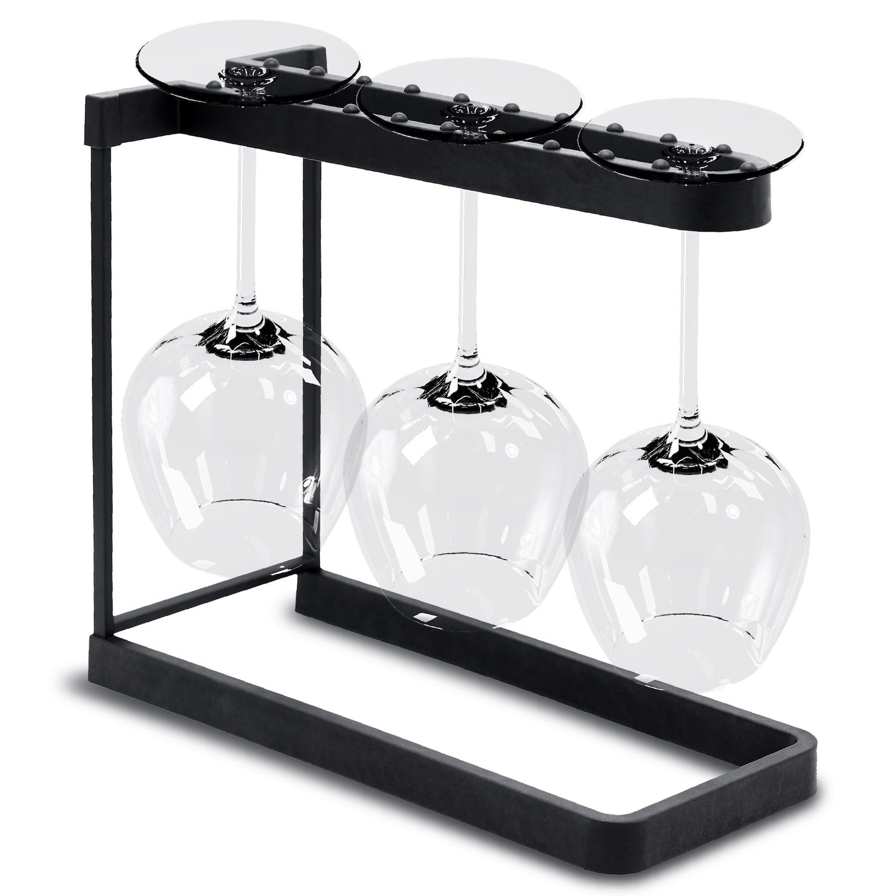 happy-sinks-sink-accessories-weinglashalter-schwarz-3-gl-ser-edelstahl image 1