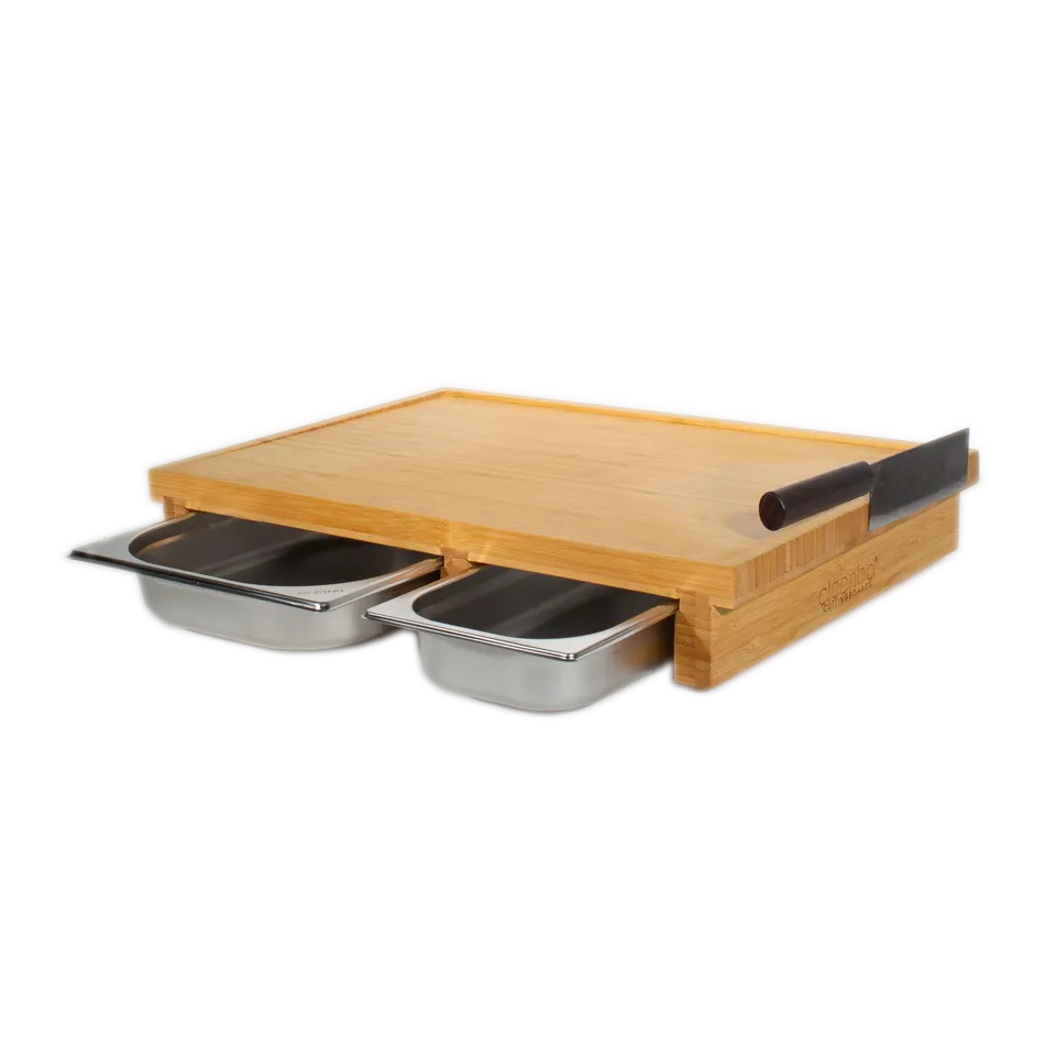 cleenbo-duo-bbq-bamboo-schneidebrett-mit-2-gn-wannen image 1
