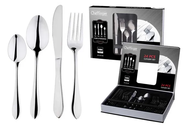 cheffinger-knives-cf22125-besteckset-24-tlg-silber image 1