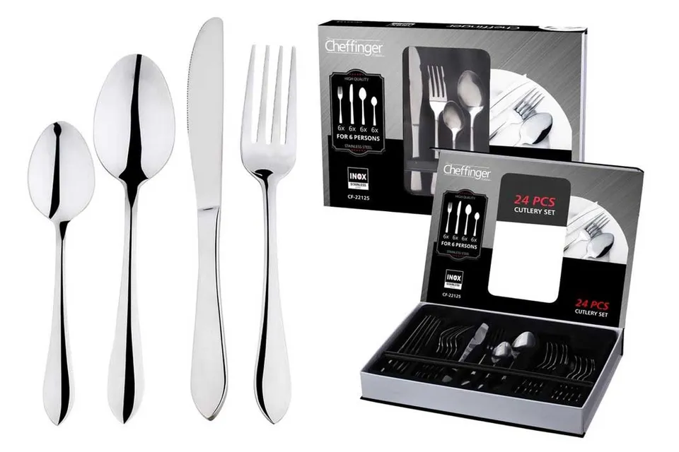 cheffinger-knives-cf22125-besteckset-24-tlg-silber image 1