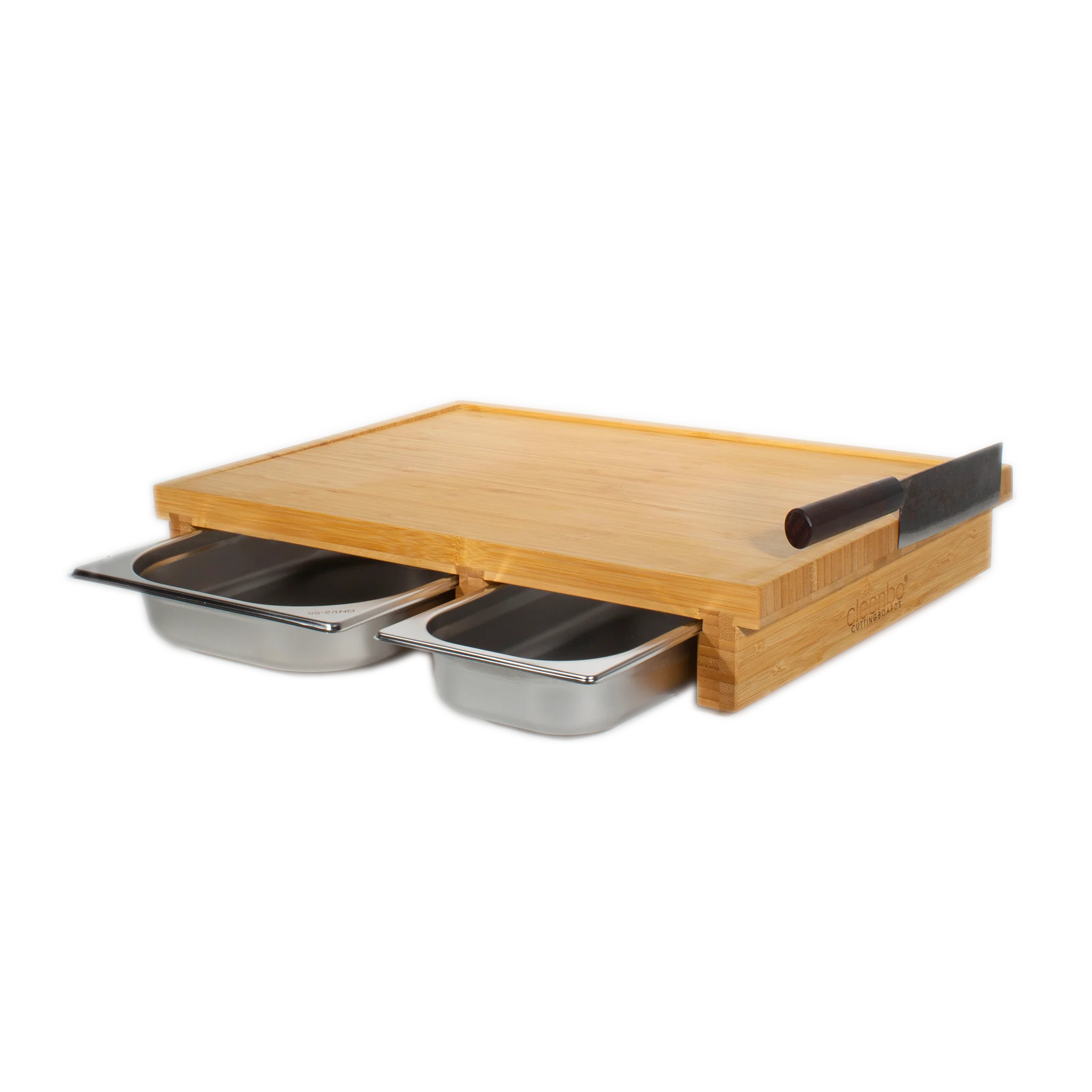cleenbo-duo-bbq-bamboo-schneidebrett-mit-2-gn-wannen image 1