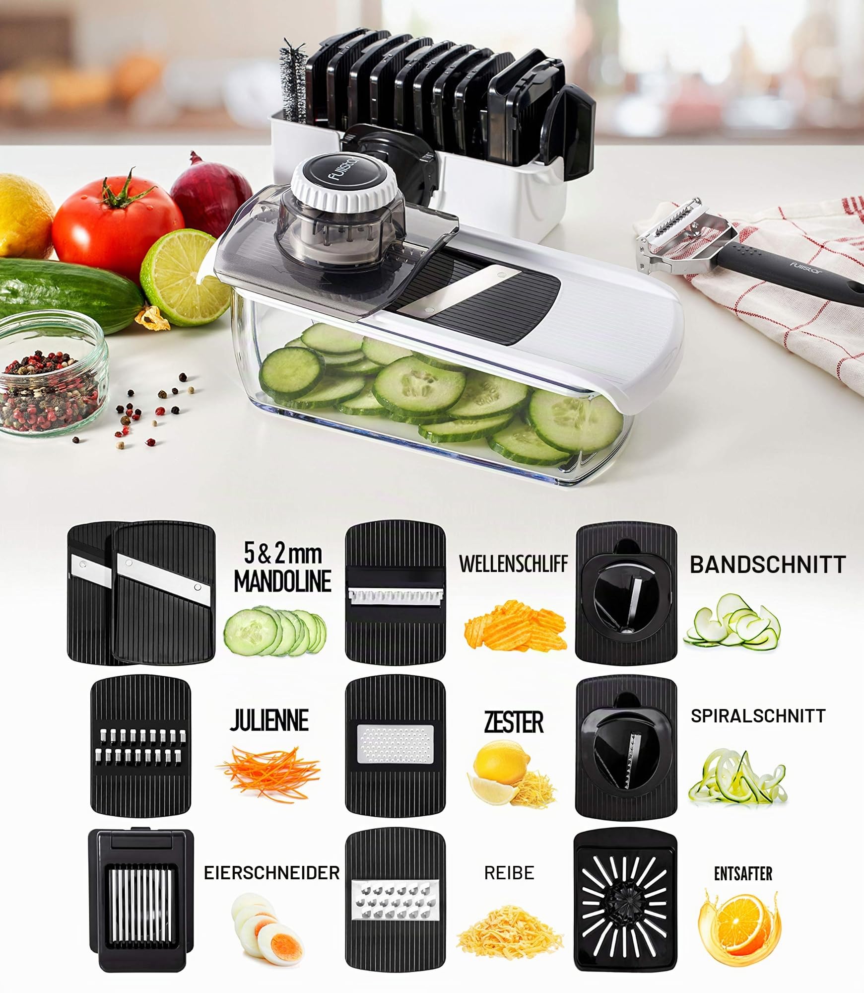 fullstar-pro-mandoline-gem-sehobel-11-in-1-edelstahlklingen image 3