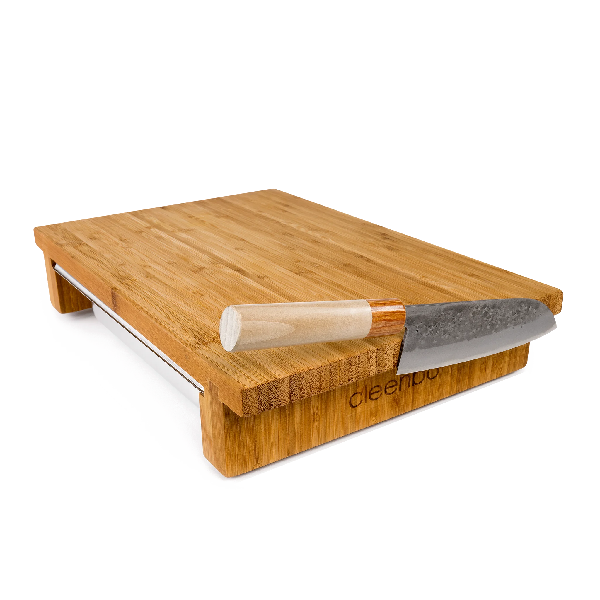 cleenbo-classic-bamboo-schneidebrett-mit-messerhalter image 1