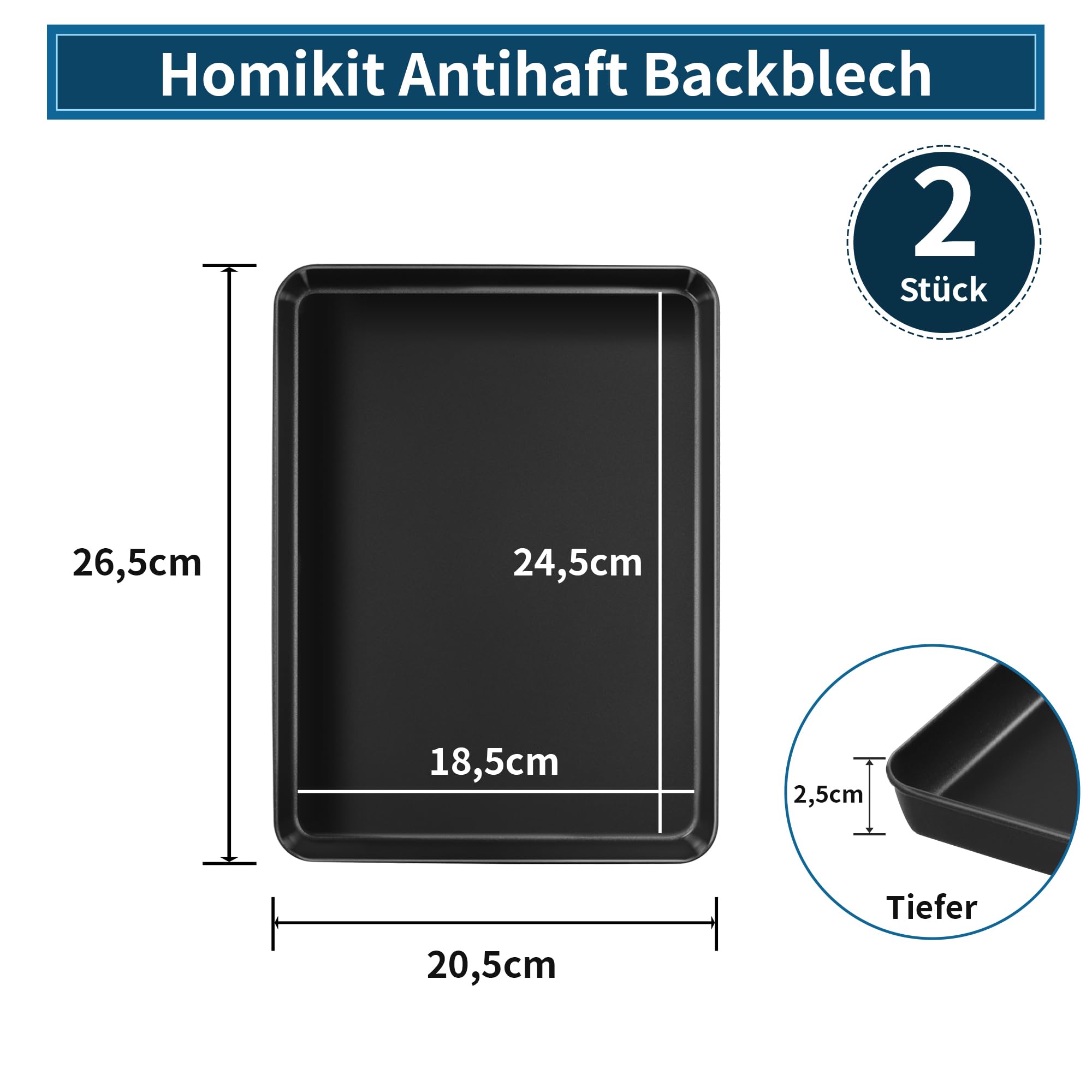 homikit-bakeware-kuchenblech-26-cm-karbonstahl-2er-set image 2