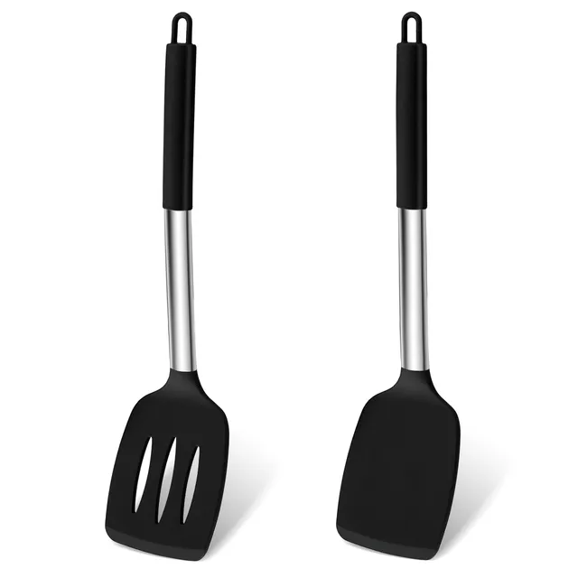 homikit-kitchen-gadgets-pfannenwender-silikon-2er-set-schwarz-hitzebest-ndig image 1