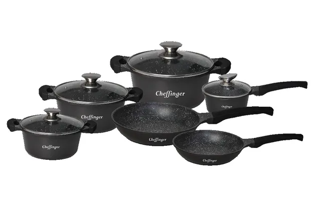 cheffinger-cookware-cf-da1010-topfset-schwarz-induktion image 1