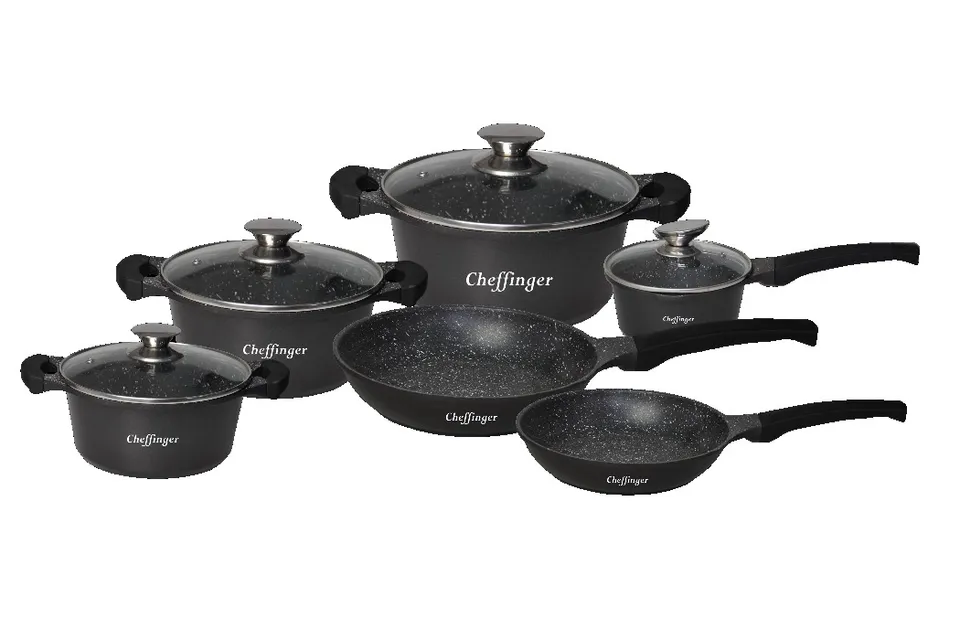 cheffinger-cookware-cf-da1010-topfset-schwarz-induktion image 1