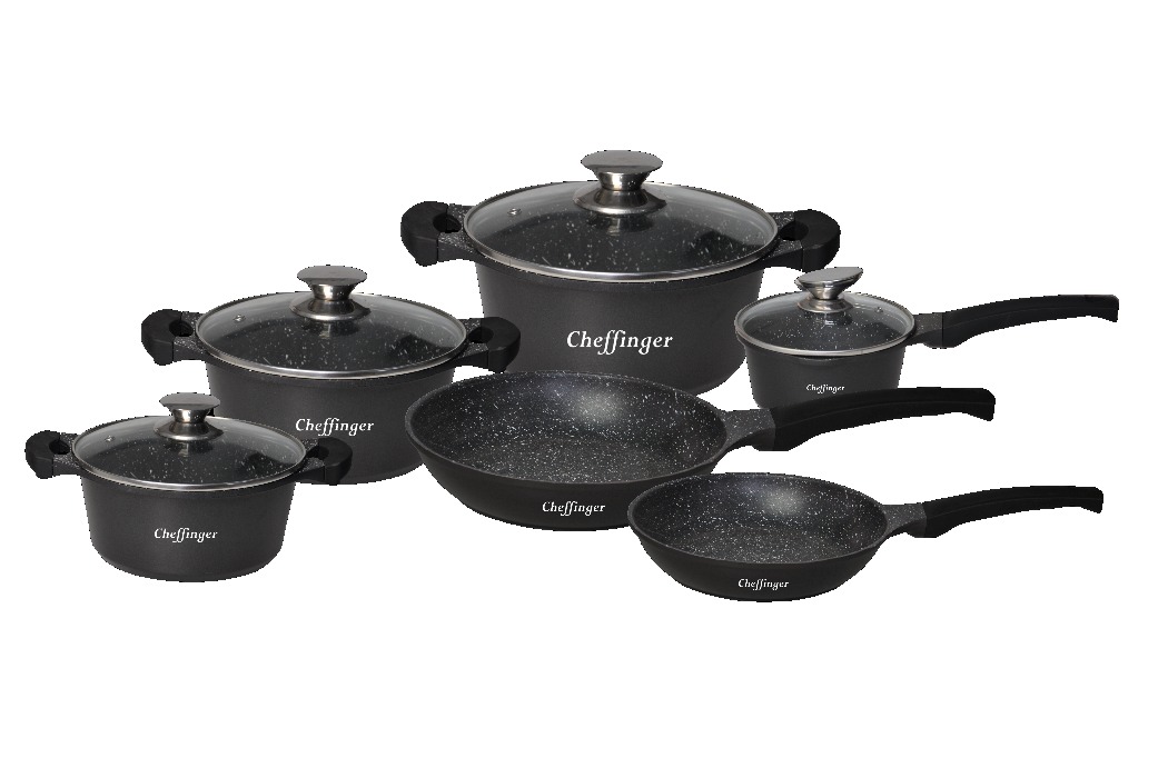 cheffinger-cookware-cf-da1010-topfset-schwarz-induktion image 1