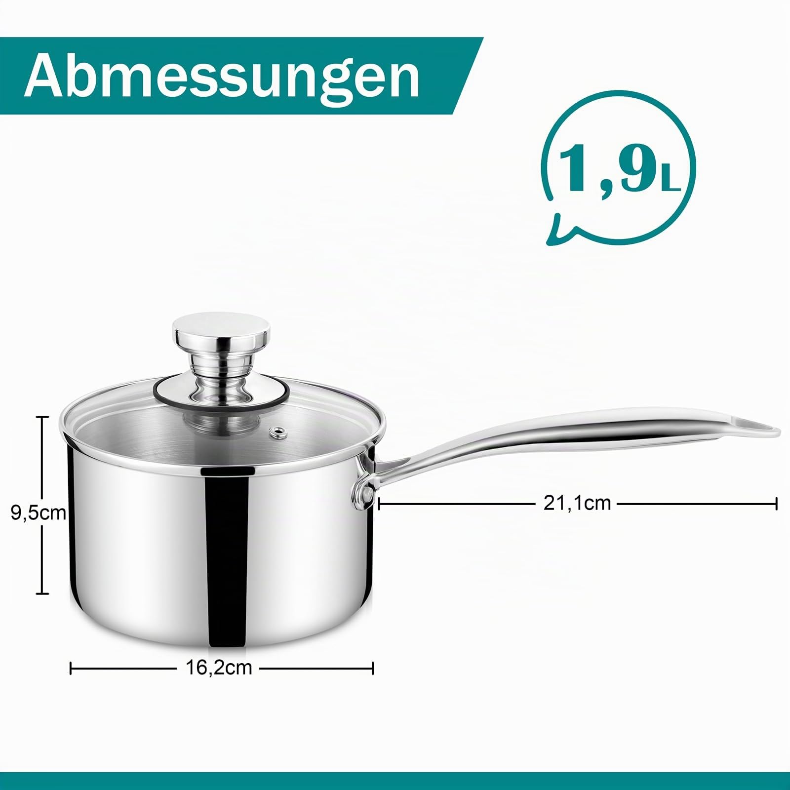 homikit-cookware-stielkasserolle-16-cm-topf-1-4-l-induktion image 2