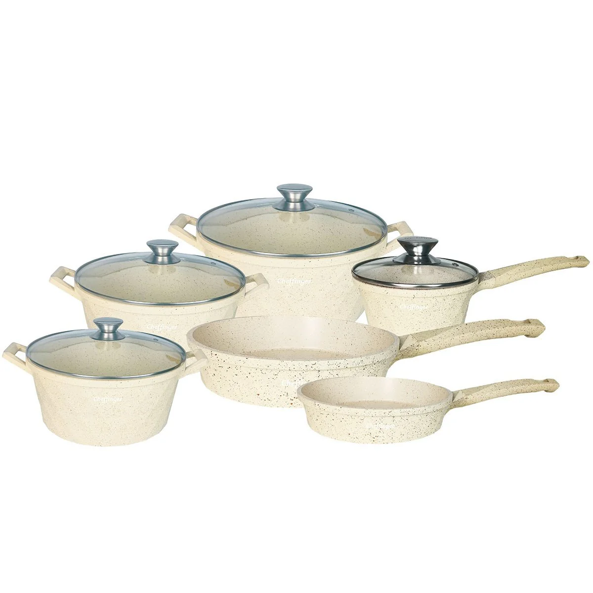 cheffinger-cookware-cf-diac12-kochtopf-beige-mit-deckel image 1