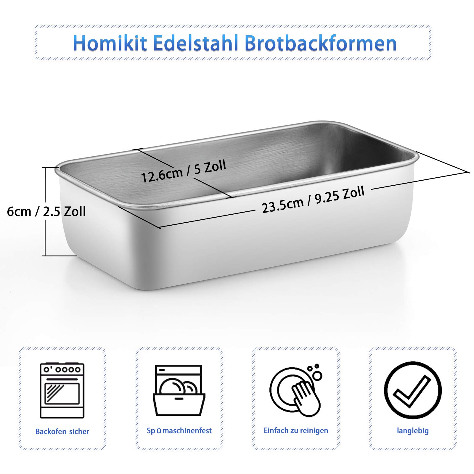 homikit-bakeware-kastenform-2er-set-23-5-cm-edelstahl image 2