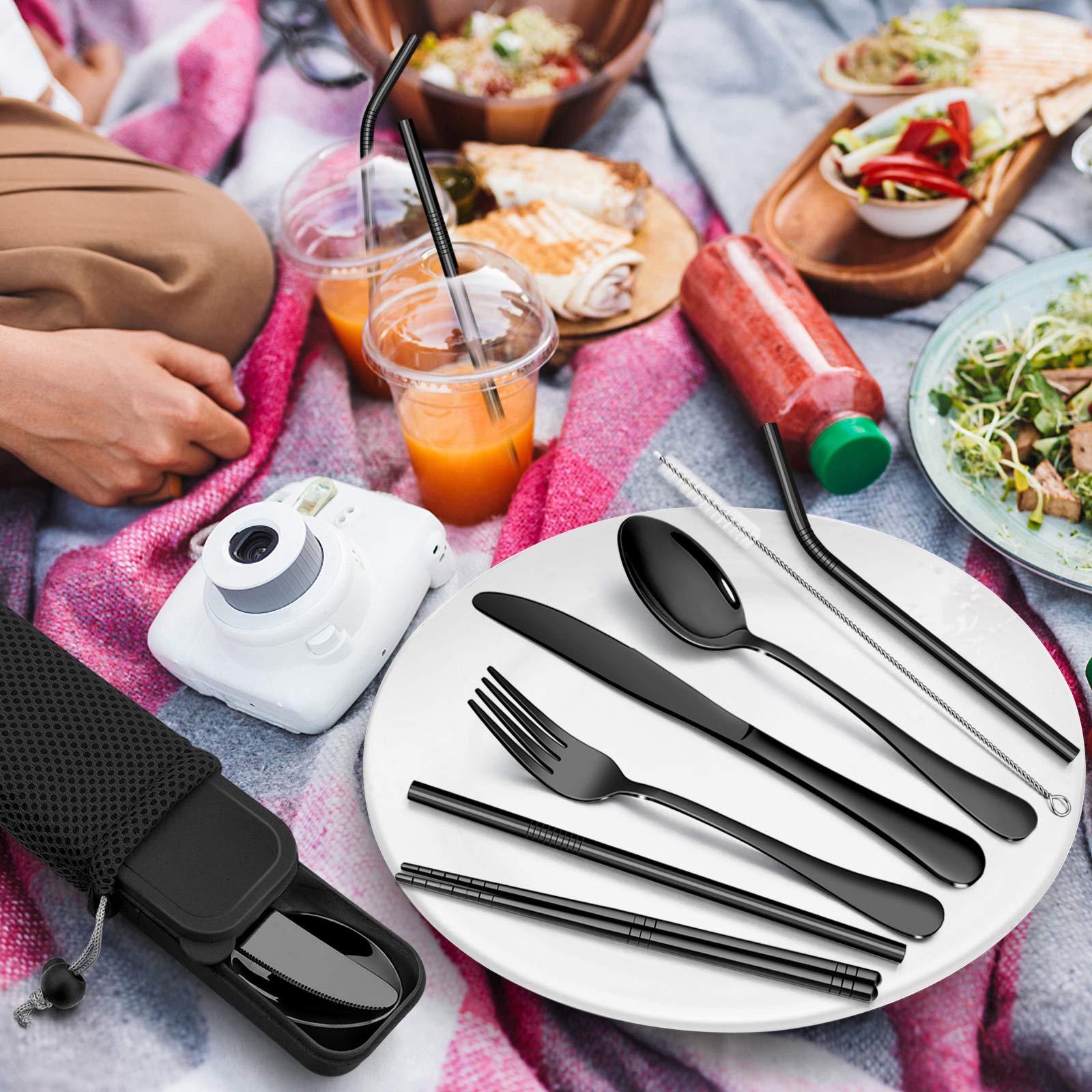 homikit-flatware-campingbesteck-edelstahl-9-teilig-schwarz image 5