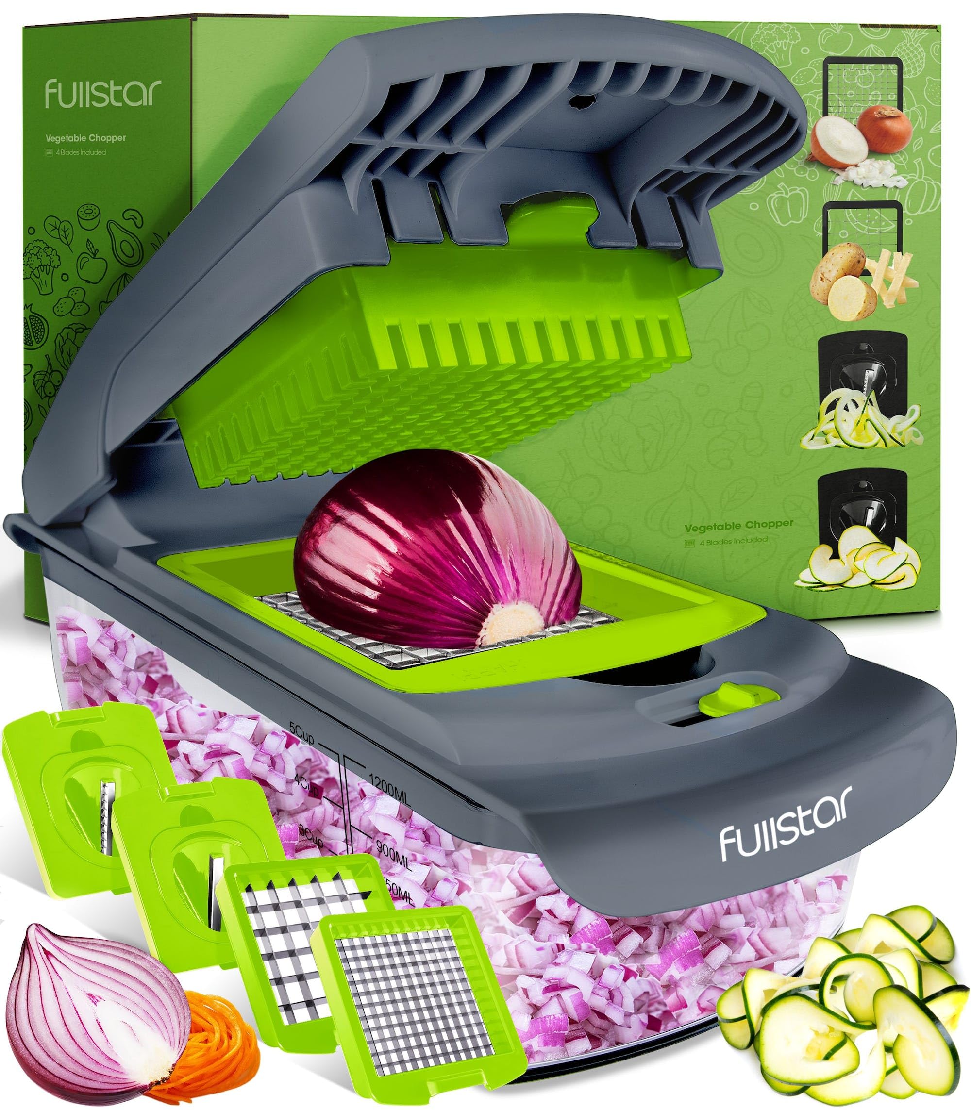 fullstar-pro-original-4-in-1-gem-seschneider-grau-gr-n-mit-beh-lter image 1