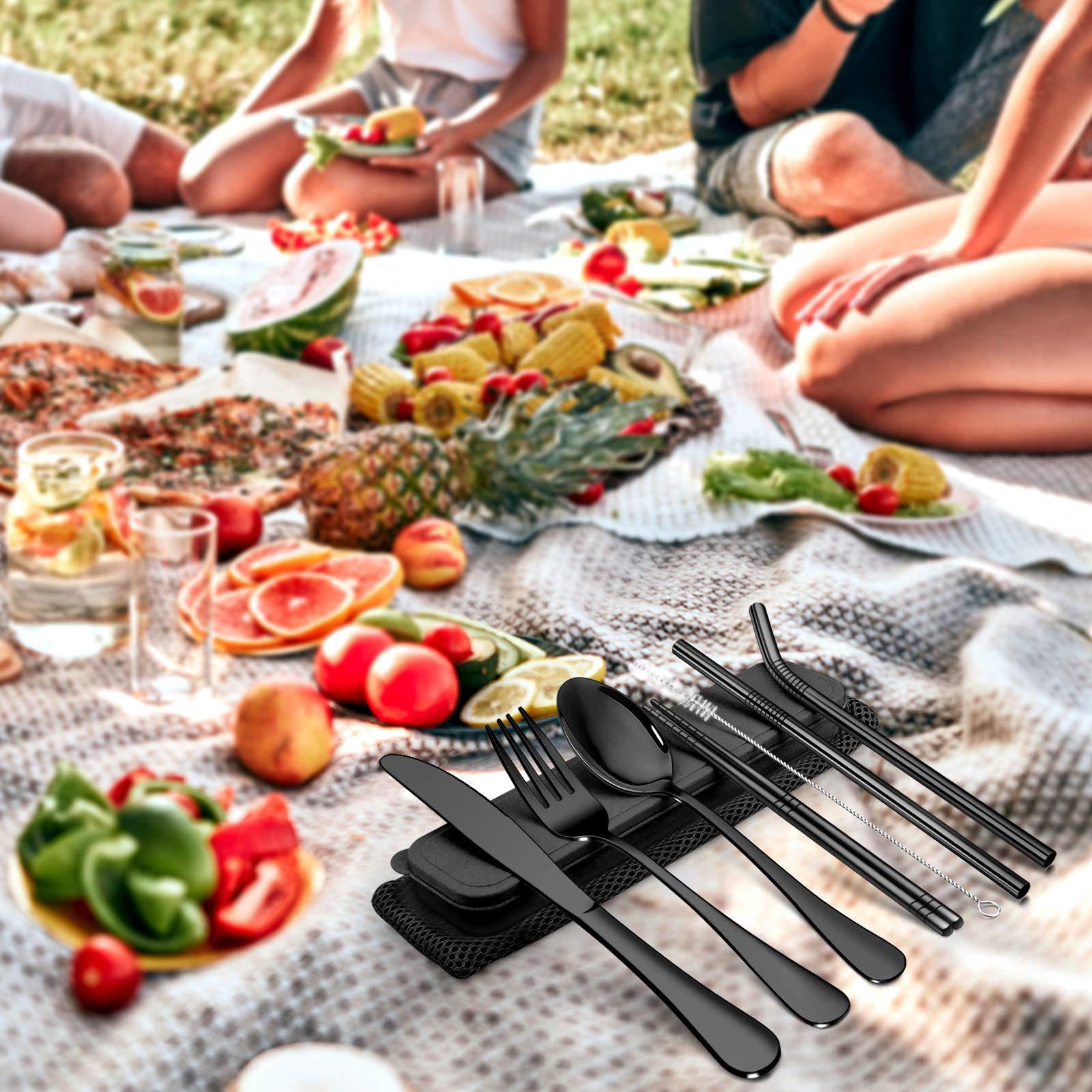 homikit-flatware-campingbesteck-edelstahl-9-teilig-schwarz image 6