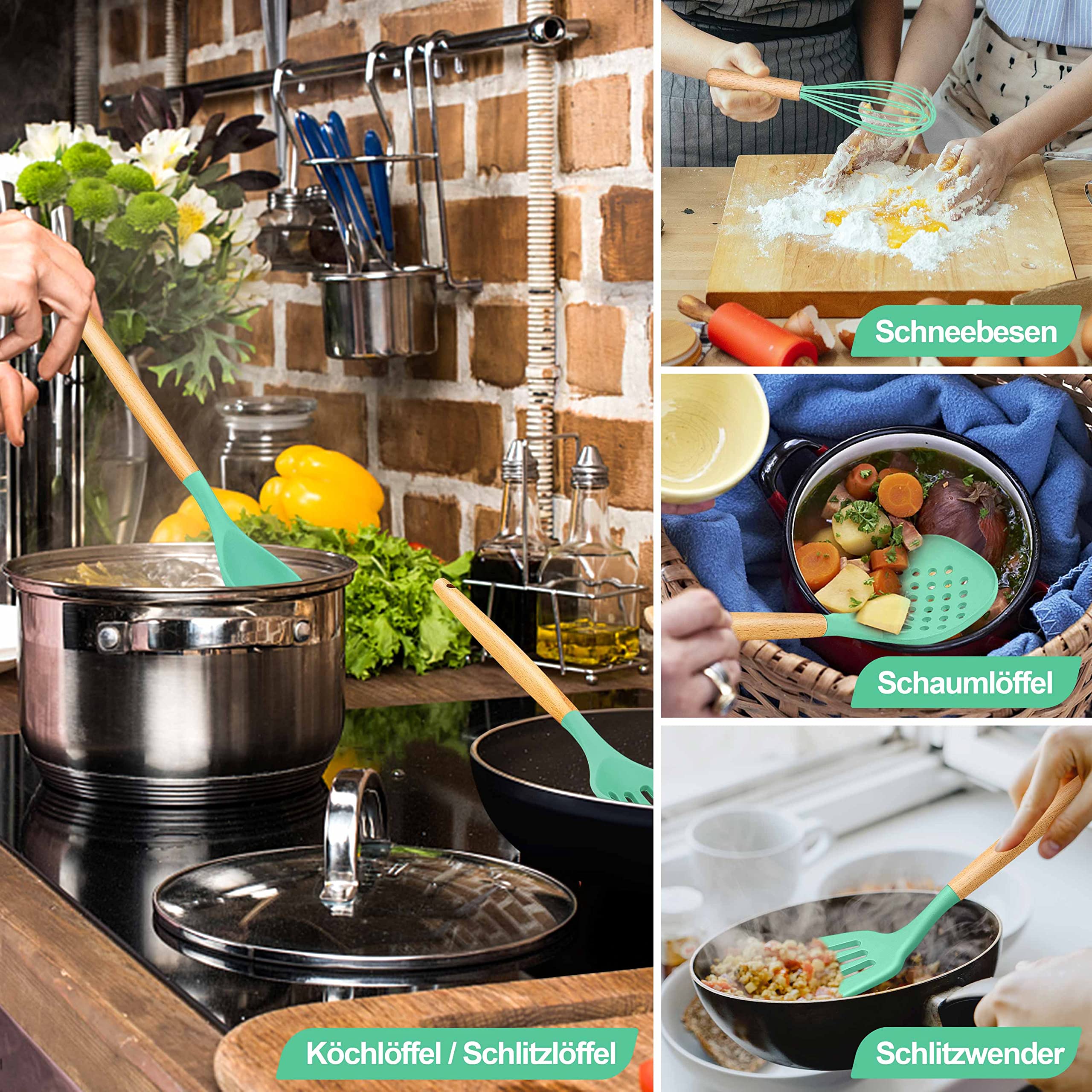 homikit-kitchen-gadgets-kochbesteck-set-15-teilig-gr-n-holzgriff image 6