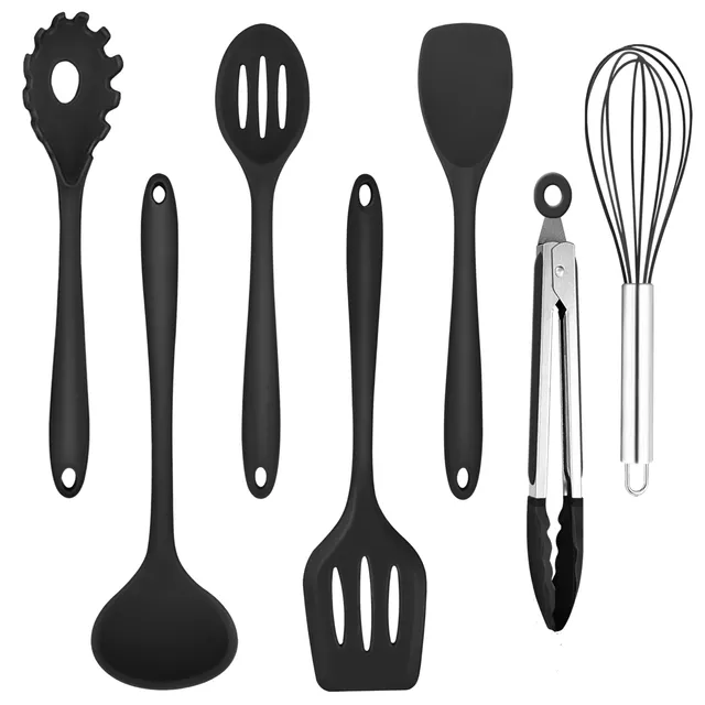 homikit-kitchen-gadgets-kochbesteck-set-7-tlg-schwarz-hitzebest-ndig image 1